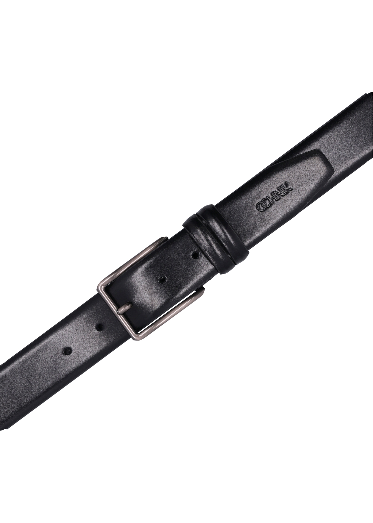 Men's black leather belt PASMS-0284-99(Z26), top view of the product on a white background.