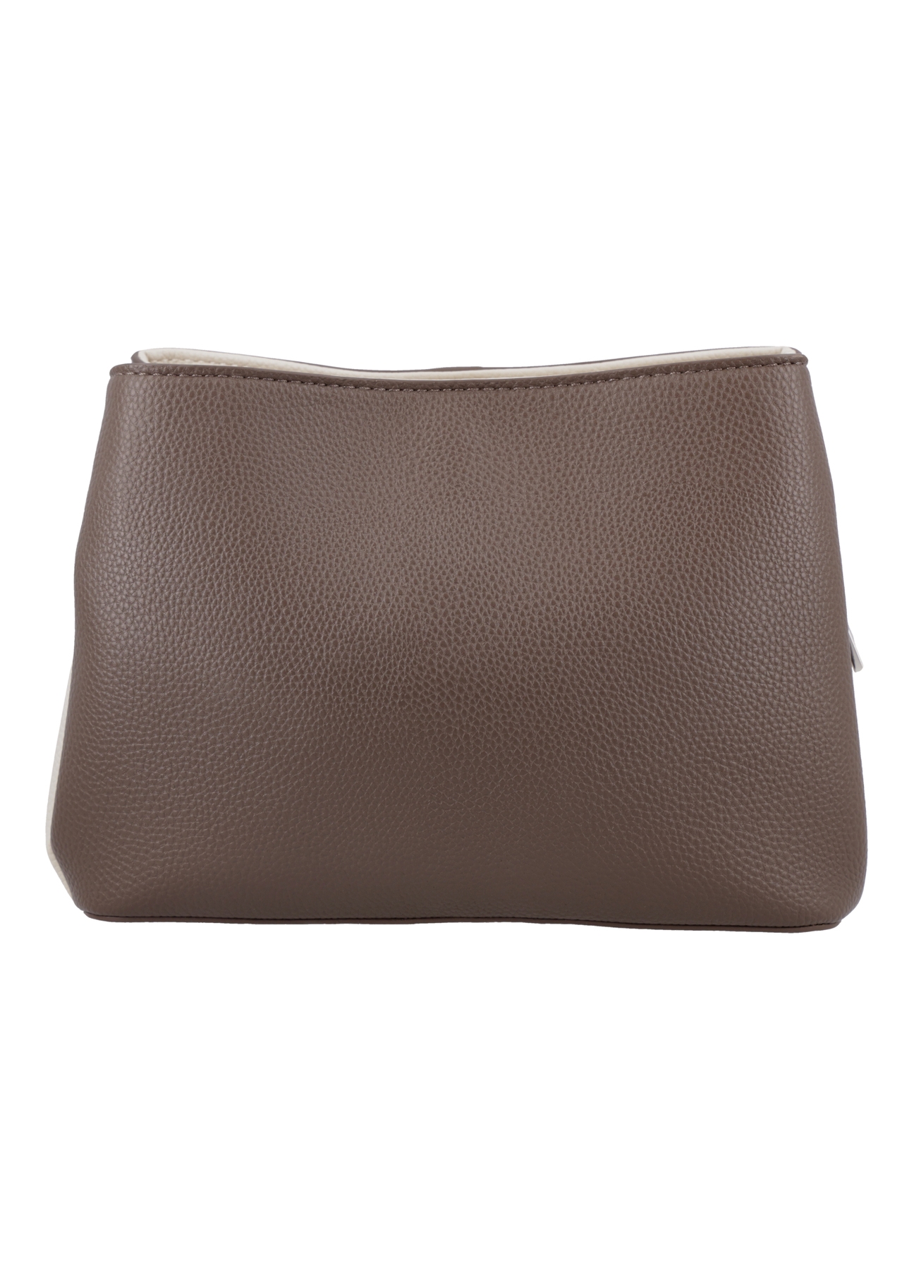 Women's handbag made of imitation leather in cool beige color TOREC-1261-1K(Z26), product view from the back on a white background.