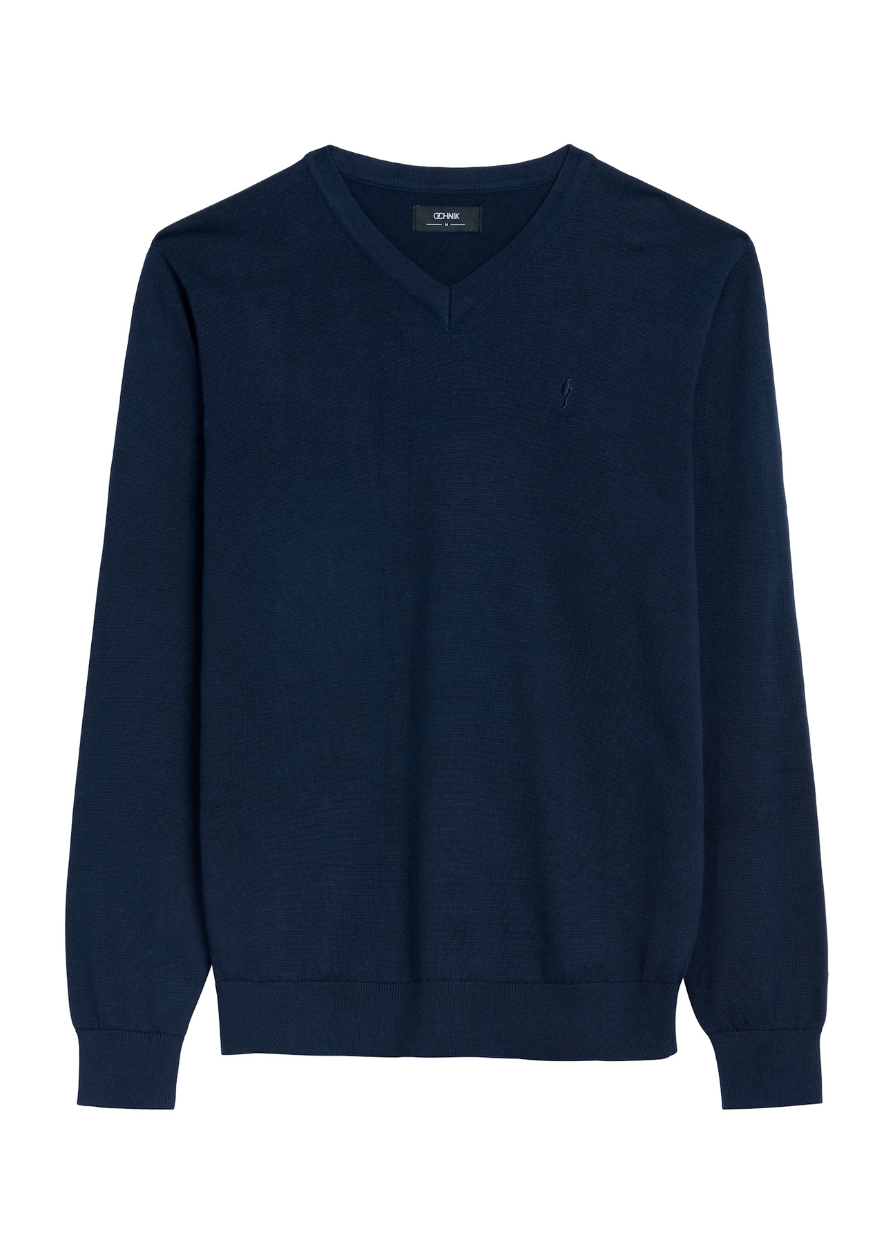 Navy blue men's sweater with logo SWEMT-0159A-68(Z25), front product view on white background.