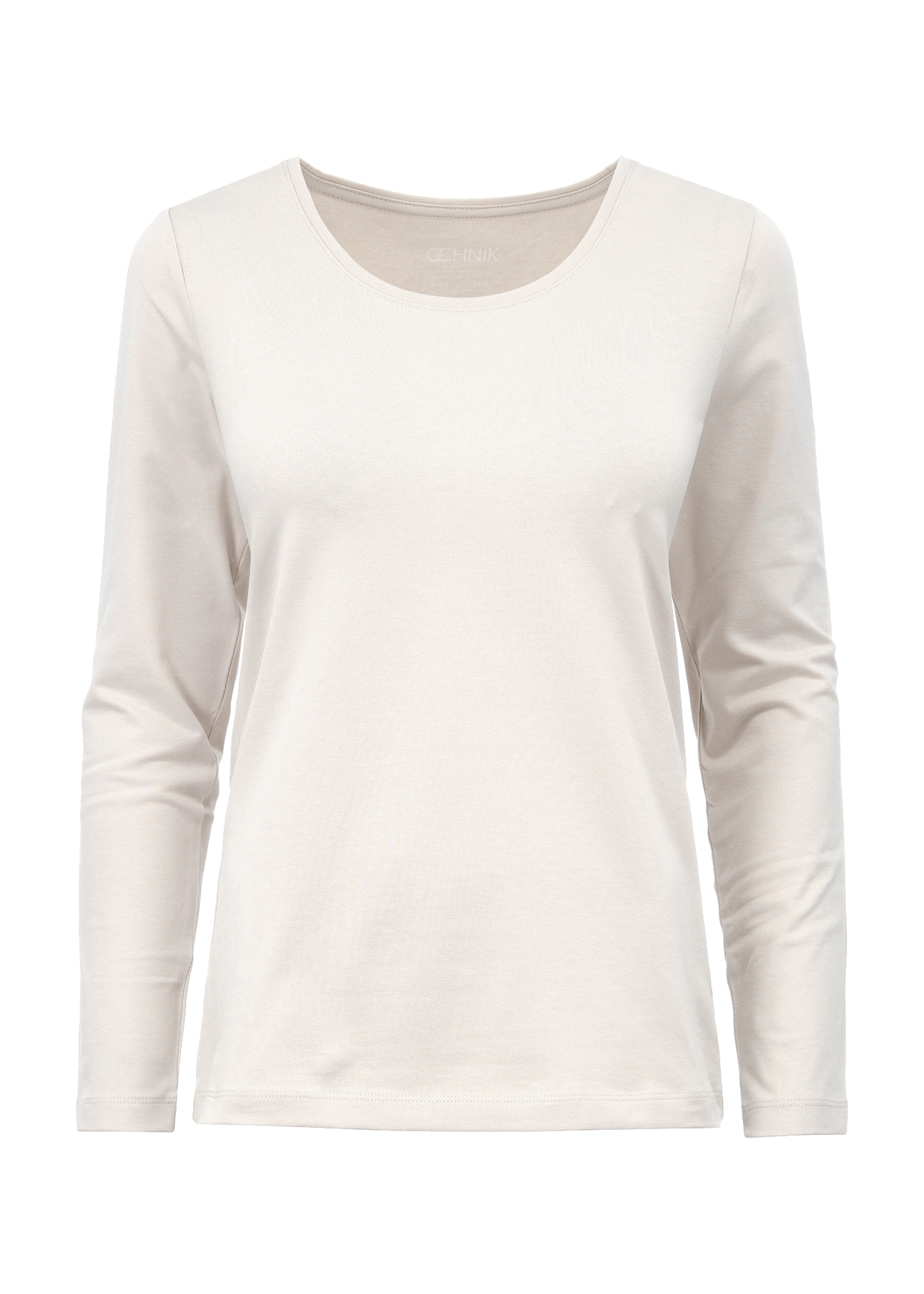Beige women's long sleeve blouse LSLDT-0038-81(KS), front product view on white background.