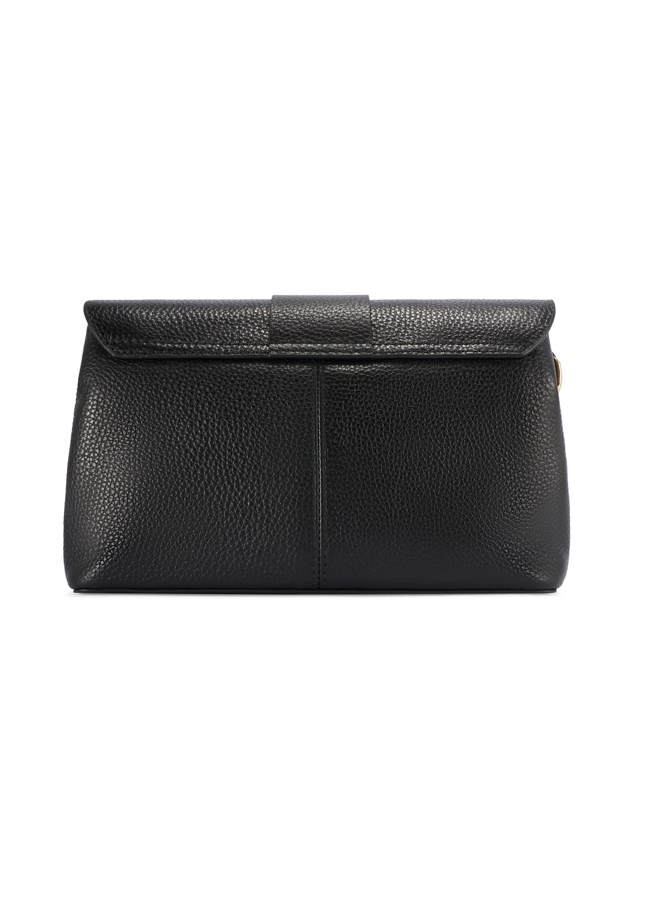 Women's leather handbag in black color TORES-1220-9I(W26) - product view from the back, on a white background.
