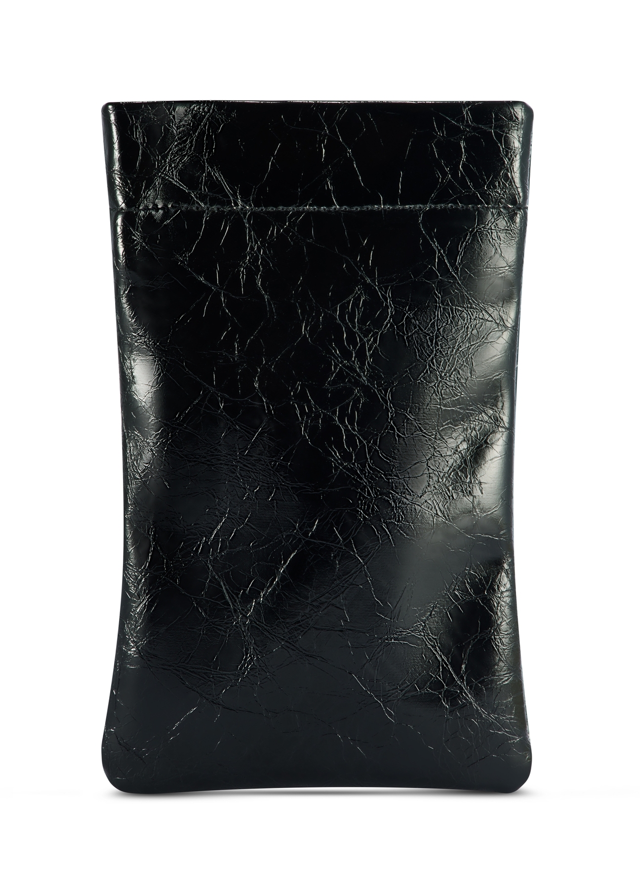 Black glossy pouch TOREC-1114-99(Z25), product view from the back on a white background.