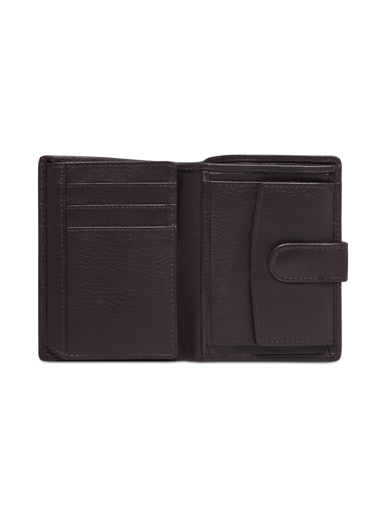 Brown men's leather wallet PORMS-0704-1H(Z26), product view inside on white background.
