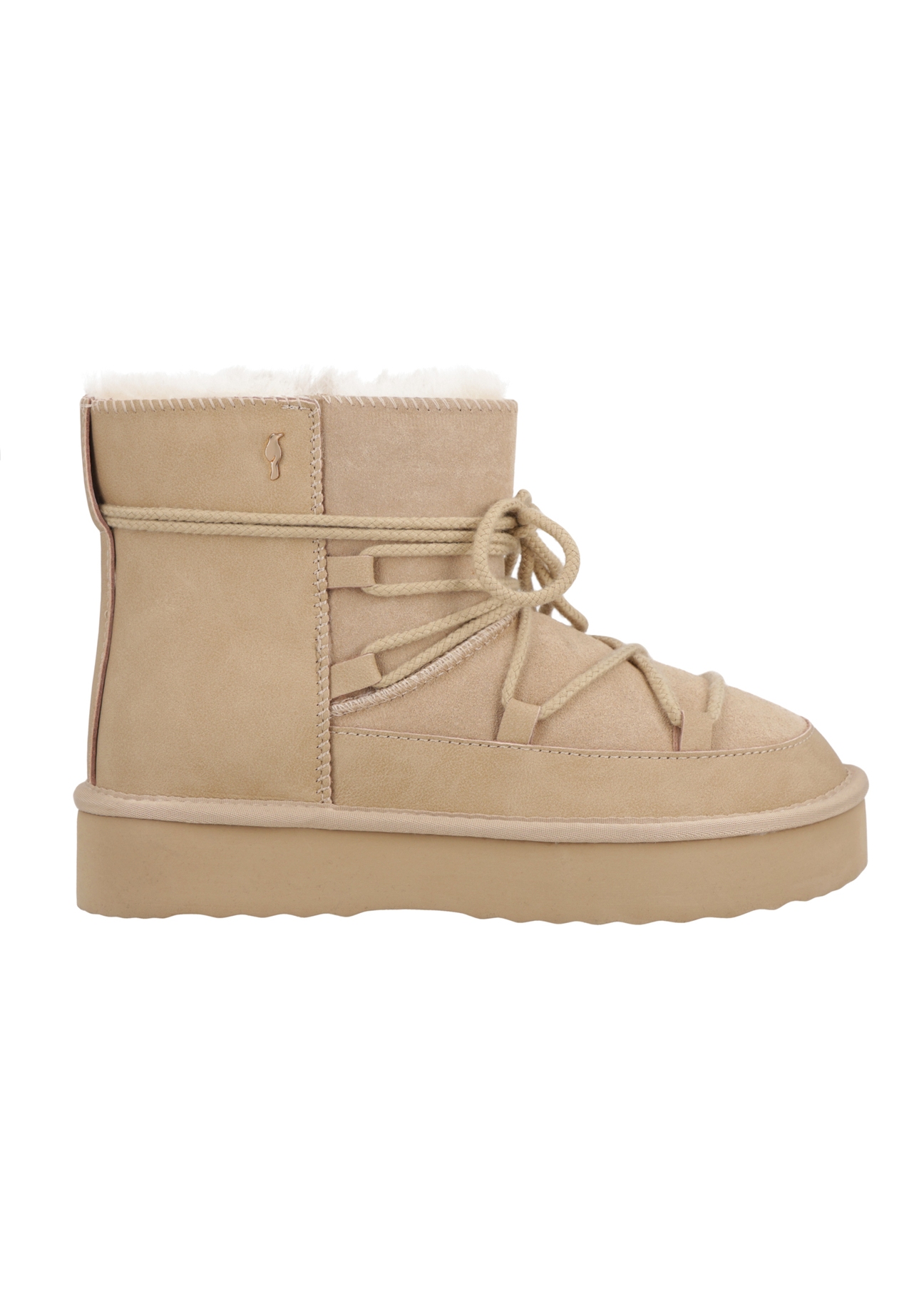 Women's cool beige snow boots BUTYD-1221-1K(Z26), side view on a white background.