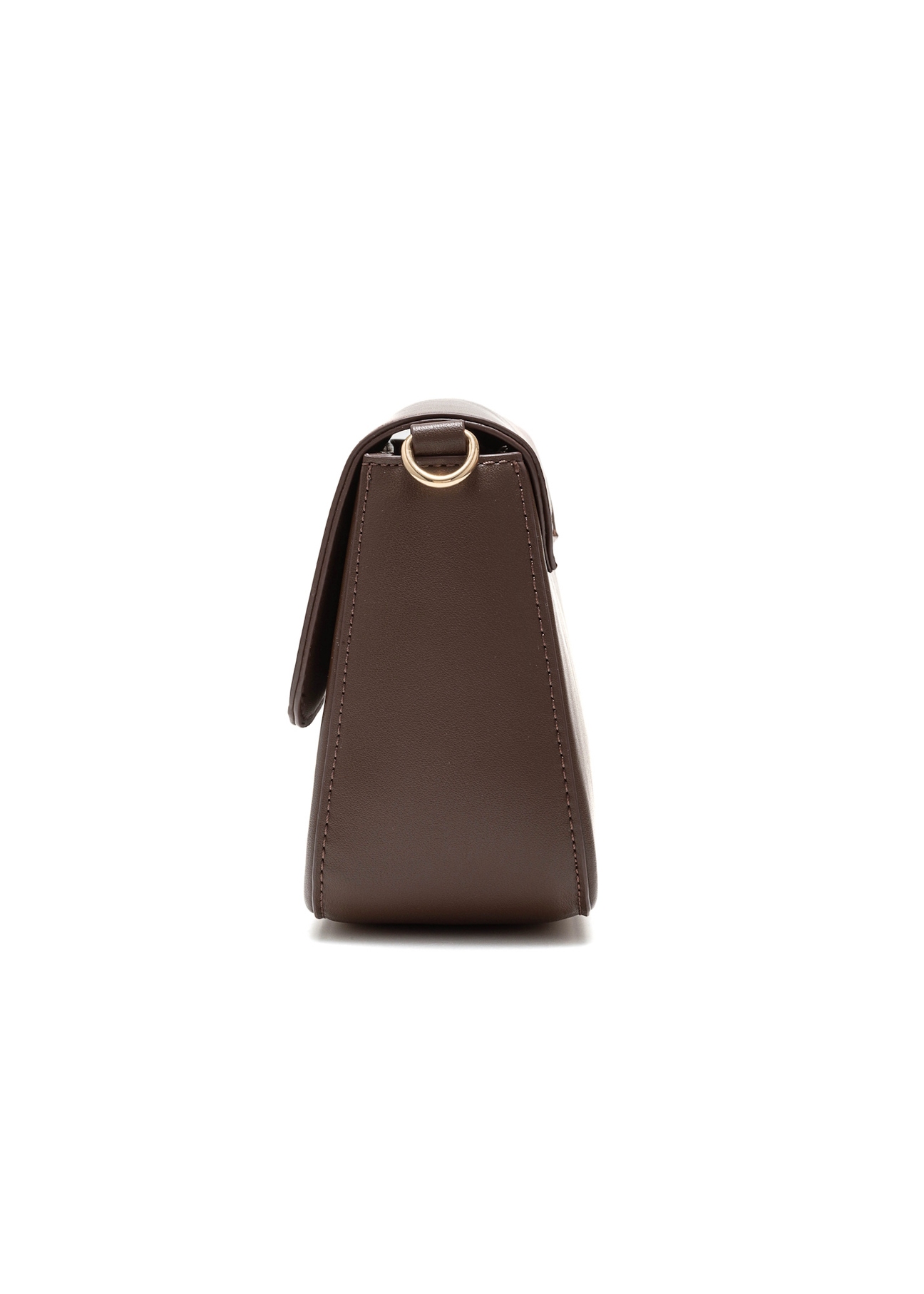 Chocolate women's messenger bag TOREC-0930B-89(Z25), side view of the product on a white background.