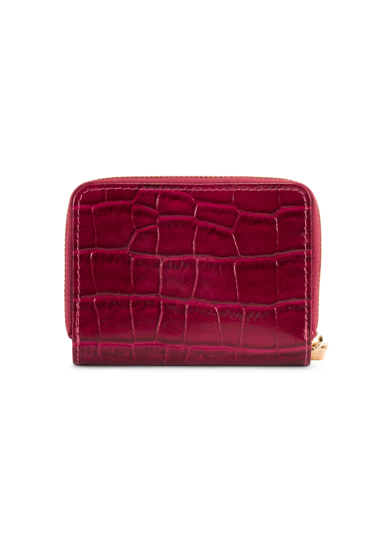 Pink croco women's wallet PORES-0888B-31(Z25), product view from the back on a white background.