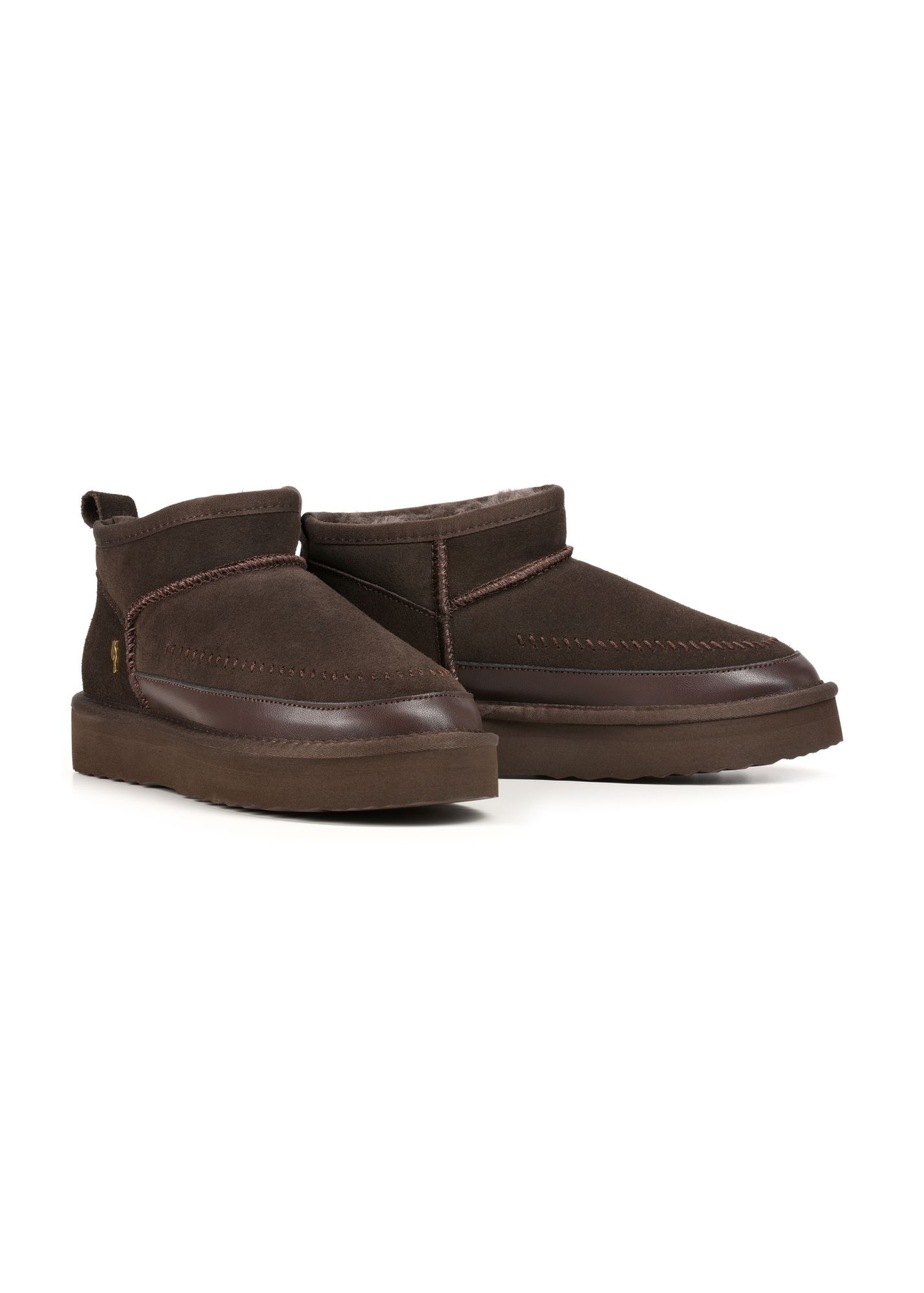 Brown women's snow boots BUTYD-1220-89(Z25) - diagonal view of the product on a white background.