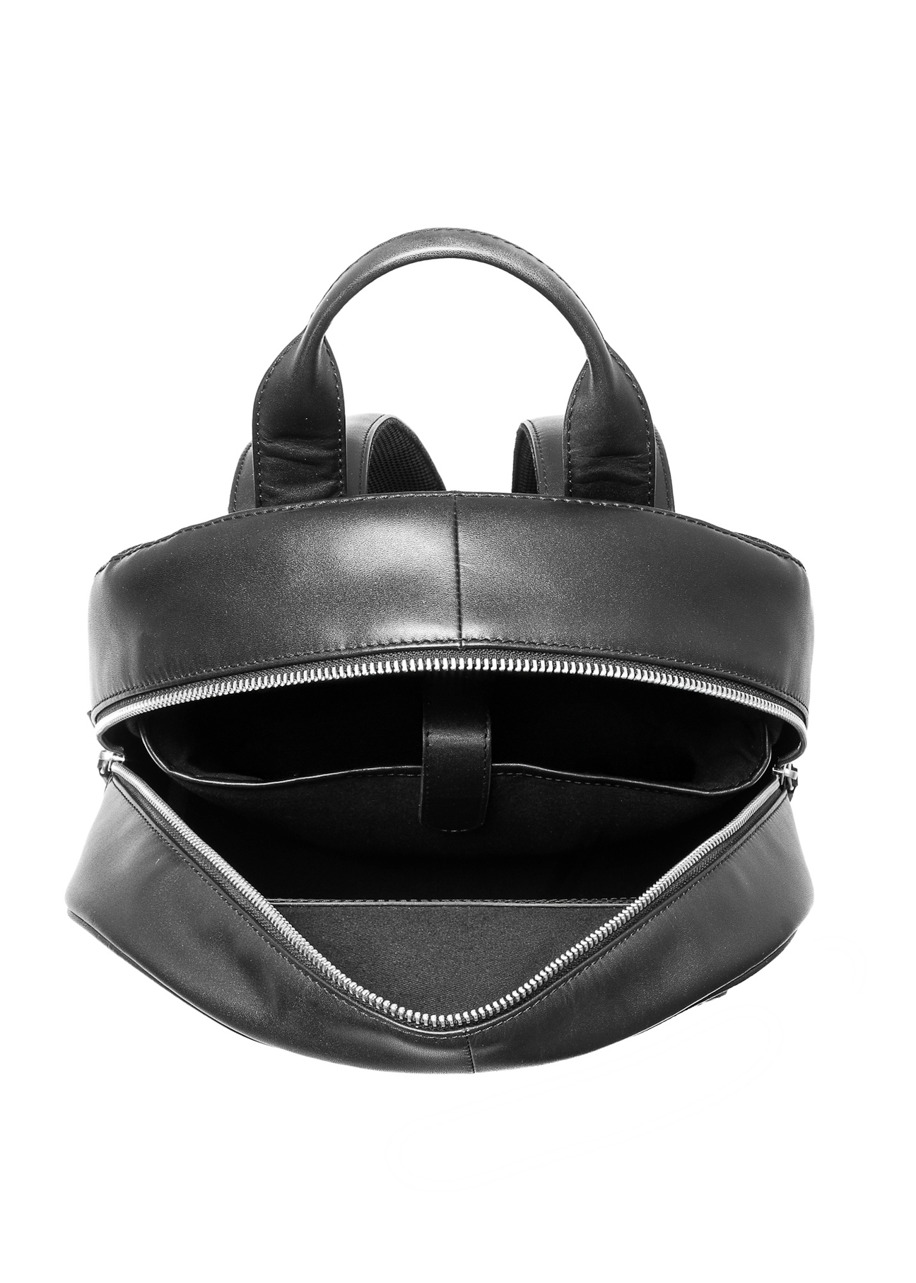 Men's black leather backpack TORMS-0472-99(Z25), product view inside on white background.