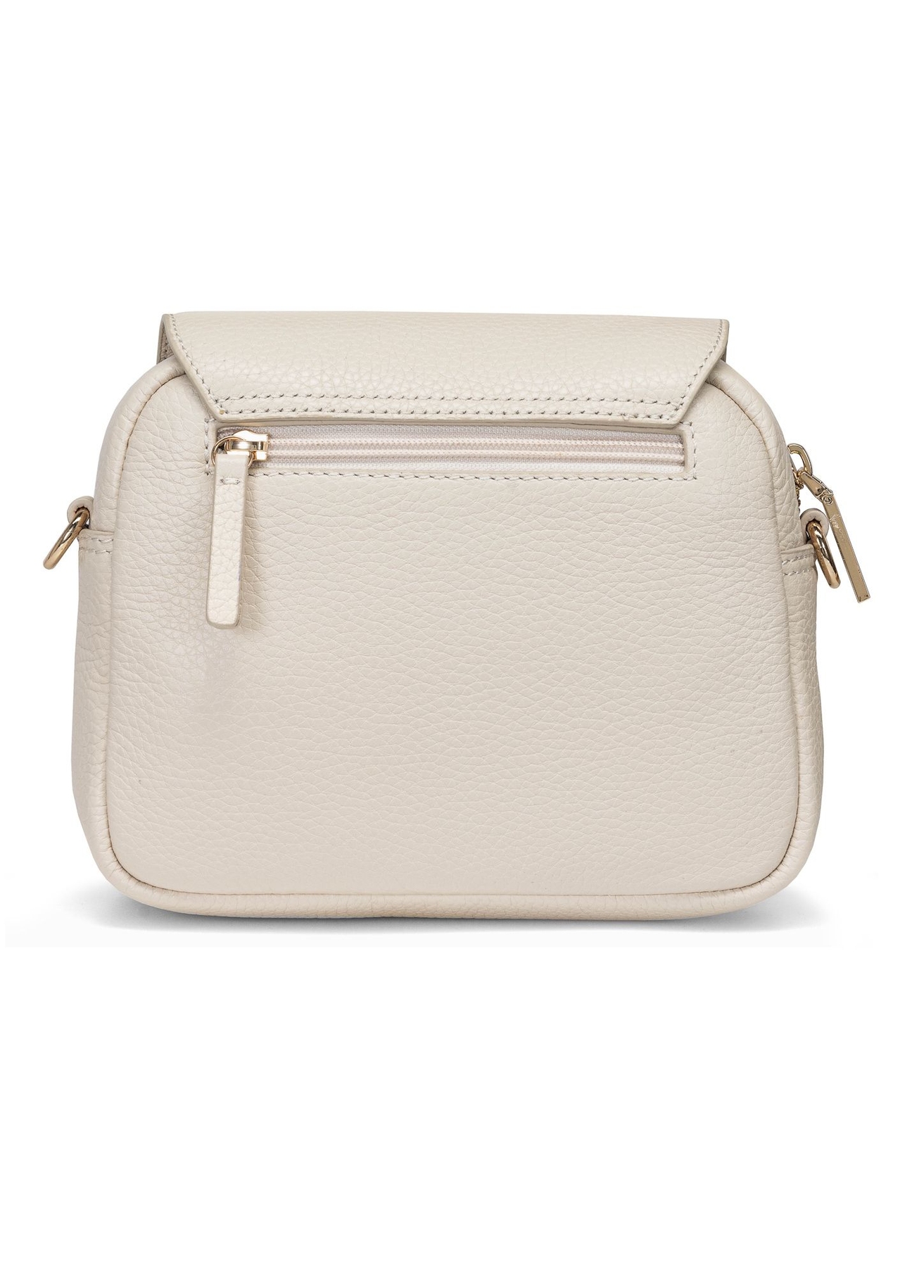 Cream leather women's messenger bag TORES-0958E-0B(W26), product view from the back on a white background.