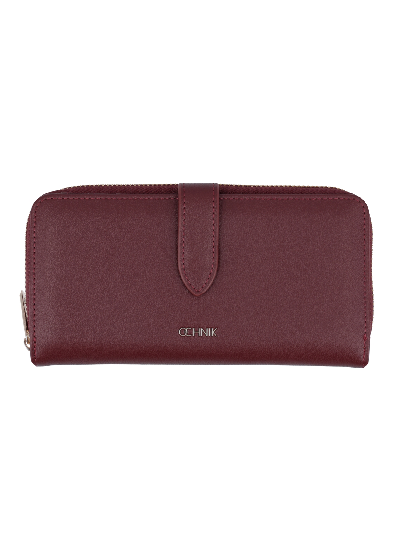 Burgundy large women's wallet POREC-0444-4D(Z26) - front product view, on white background.