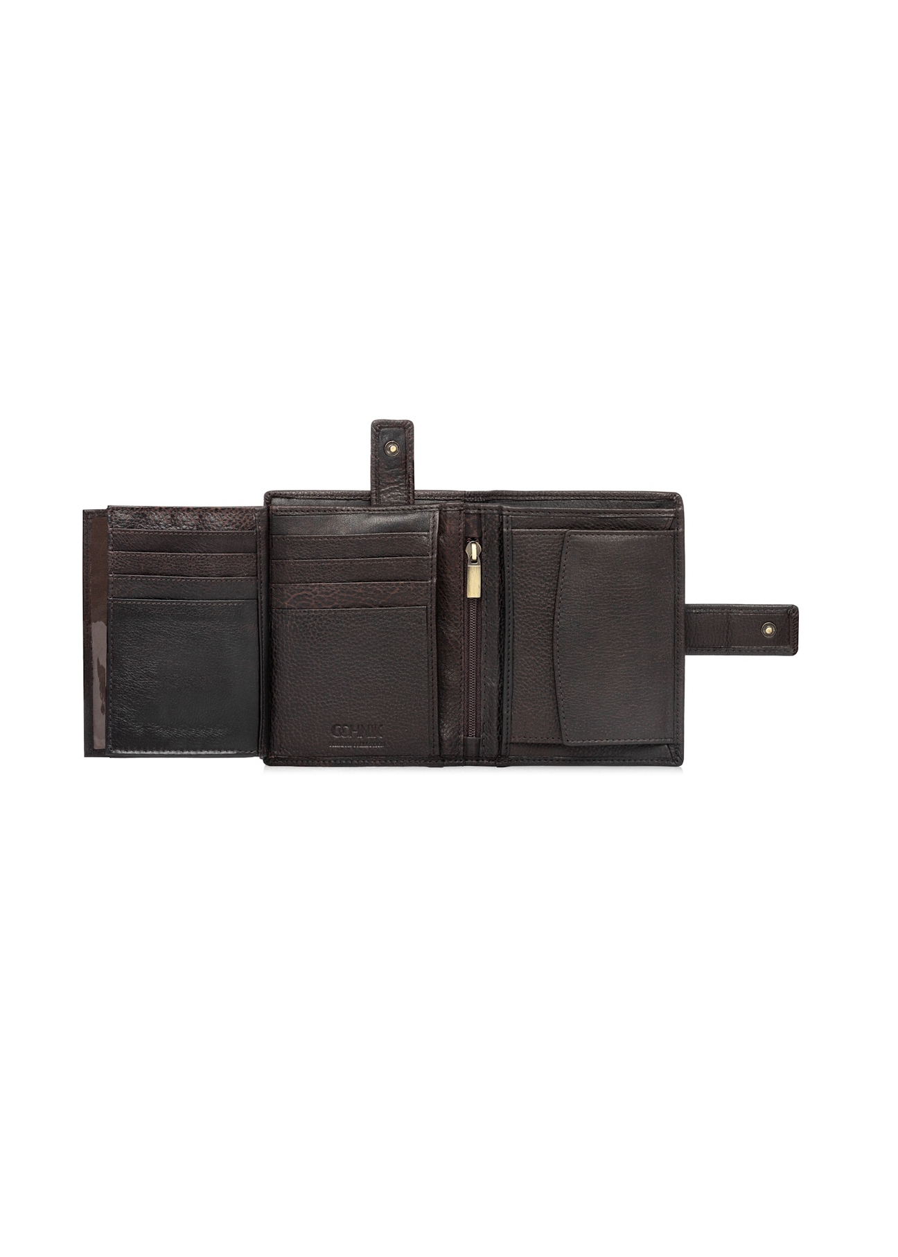 Men's brown leather wallet PORMS-0686-1I(W26), product view inside on white background.
