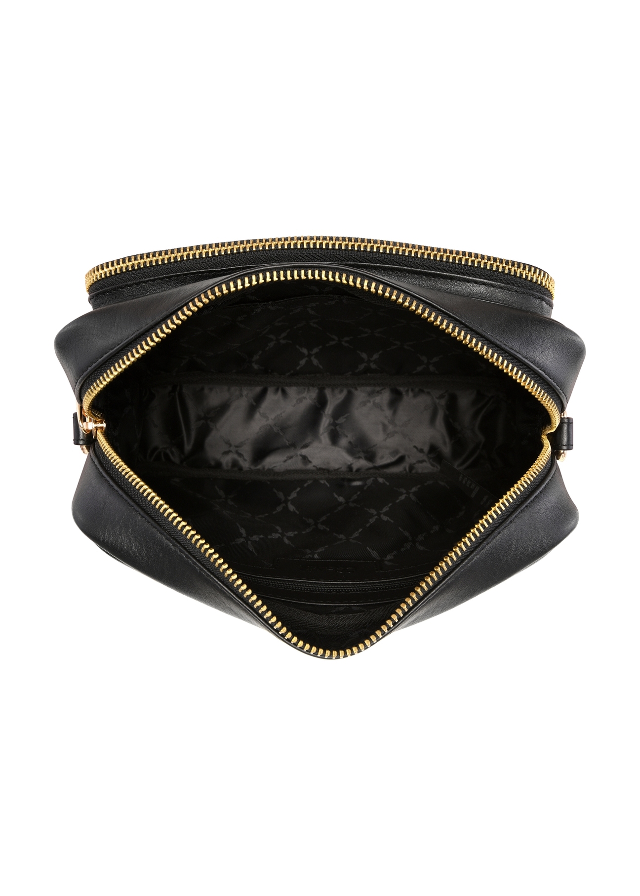 Black leather women's shoulder bag TORES-1331-99(Z26), product view inside on white background.