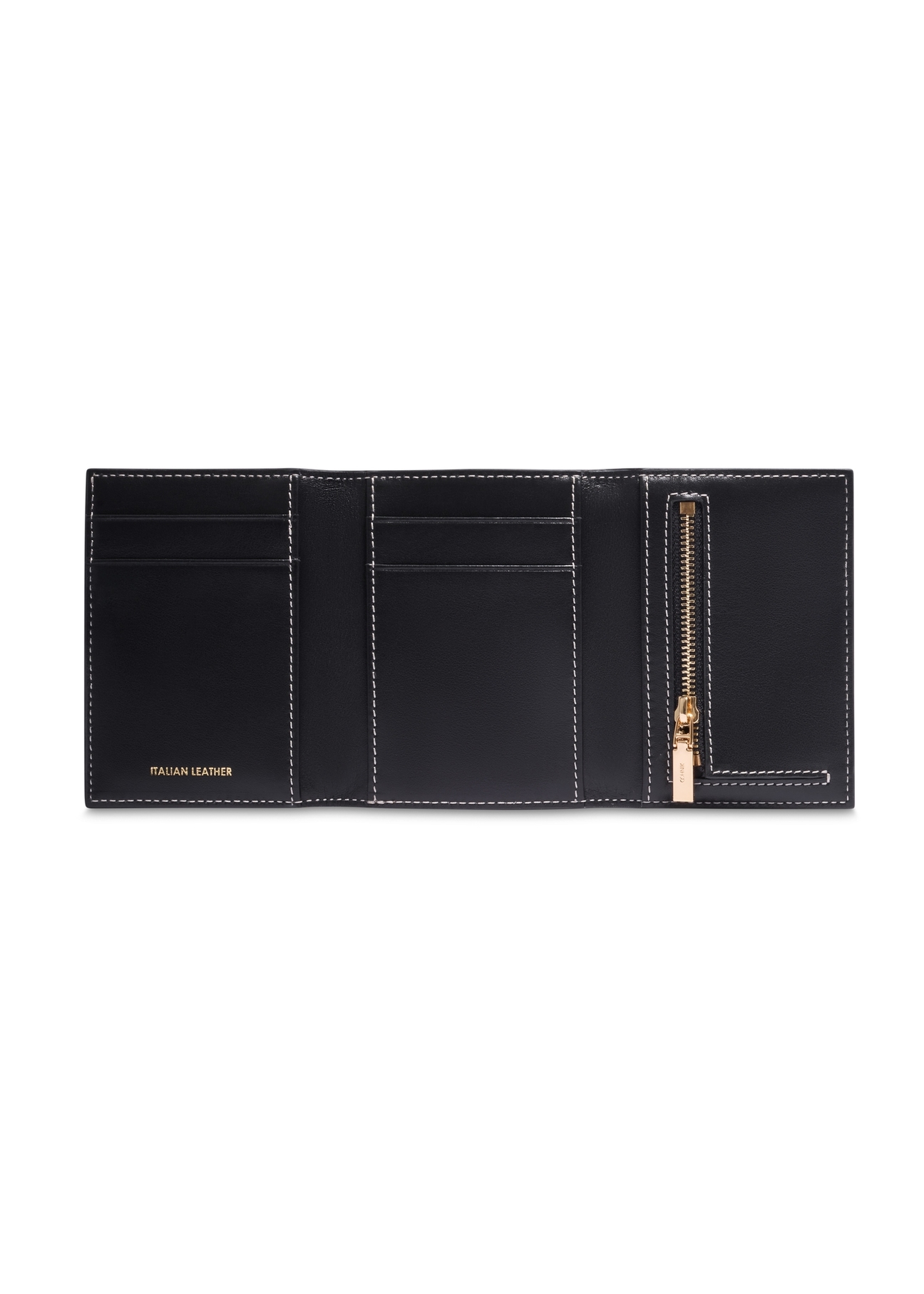 Black leather women's wallet PORES-1007-99(Z26), product view inside on white background.