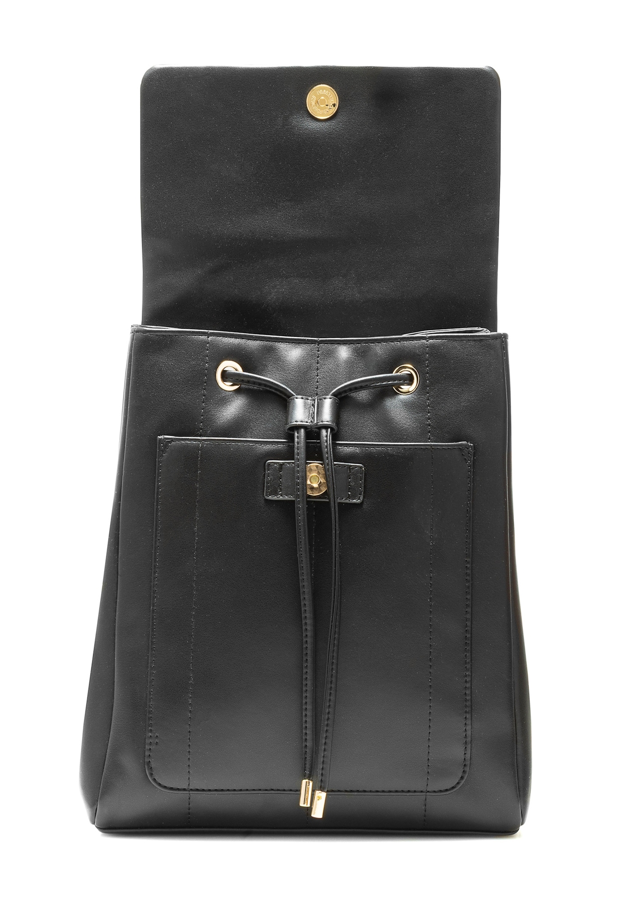 Black elegant women's backpack TOREC-1105-99(Z25), open product view on white background.