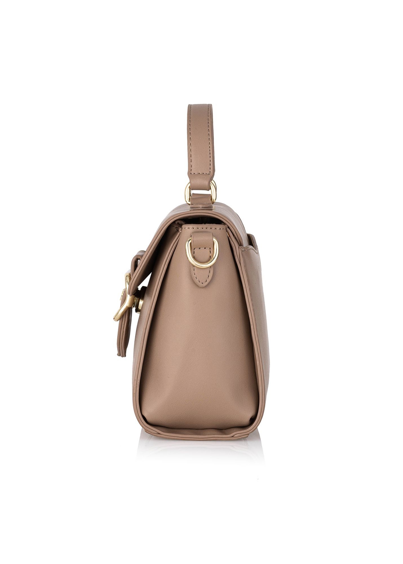 Beige small women's shoulder bag TOREC-0962A-81(Z25) - side view of the product on a white background.