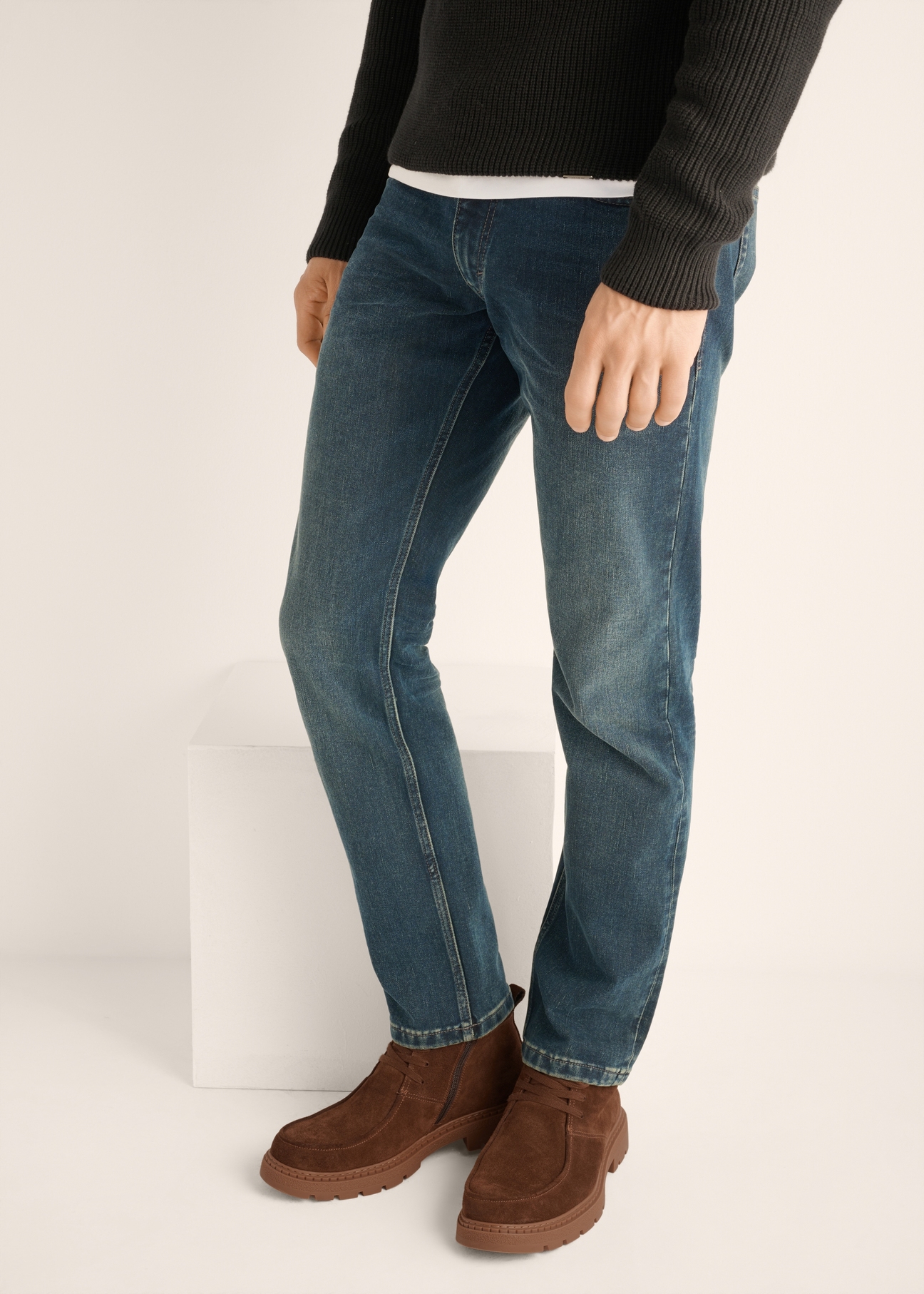 Light brown suede men's ankle boots BUTYM-0561-1G(Z26)