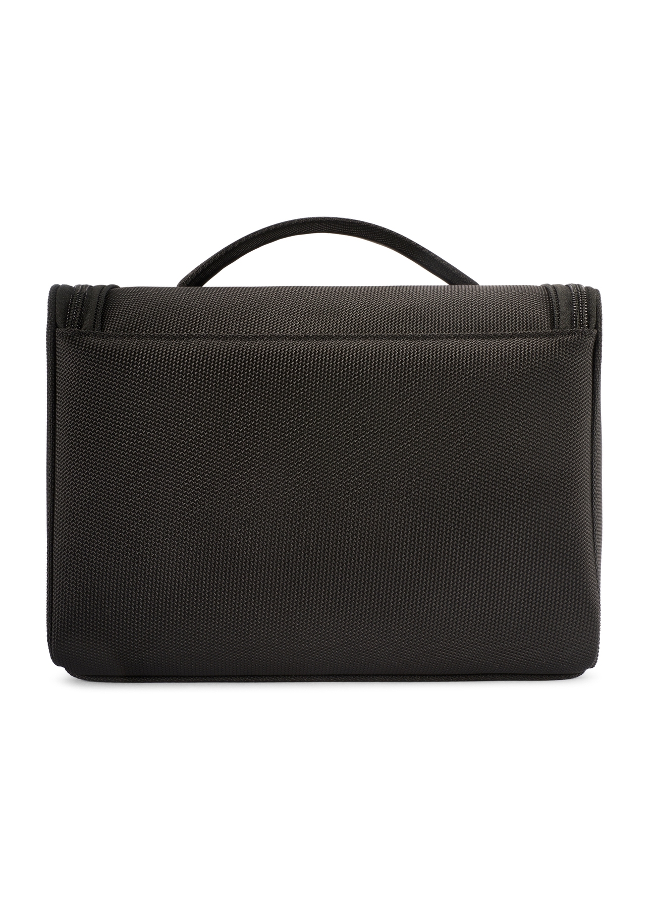 Large black men's cosmetic bag TORMN-0405-99(W26), product view from the back on a white background.