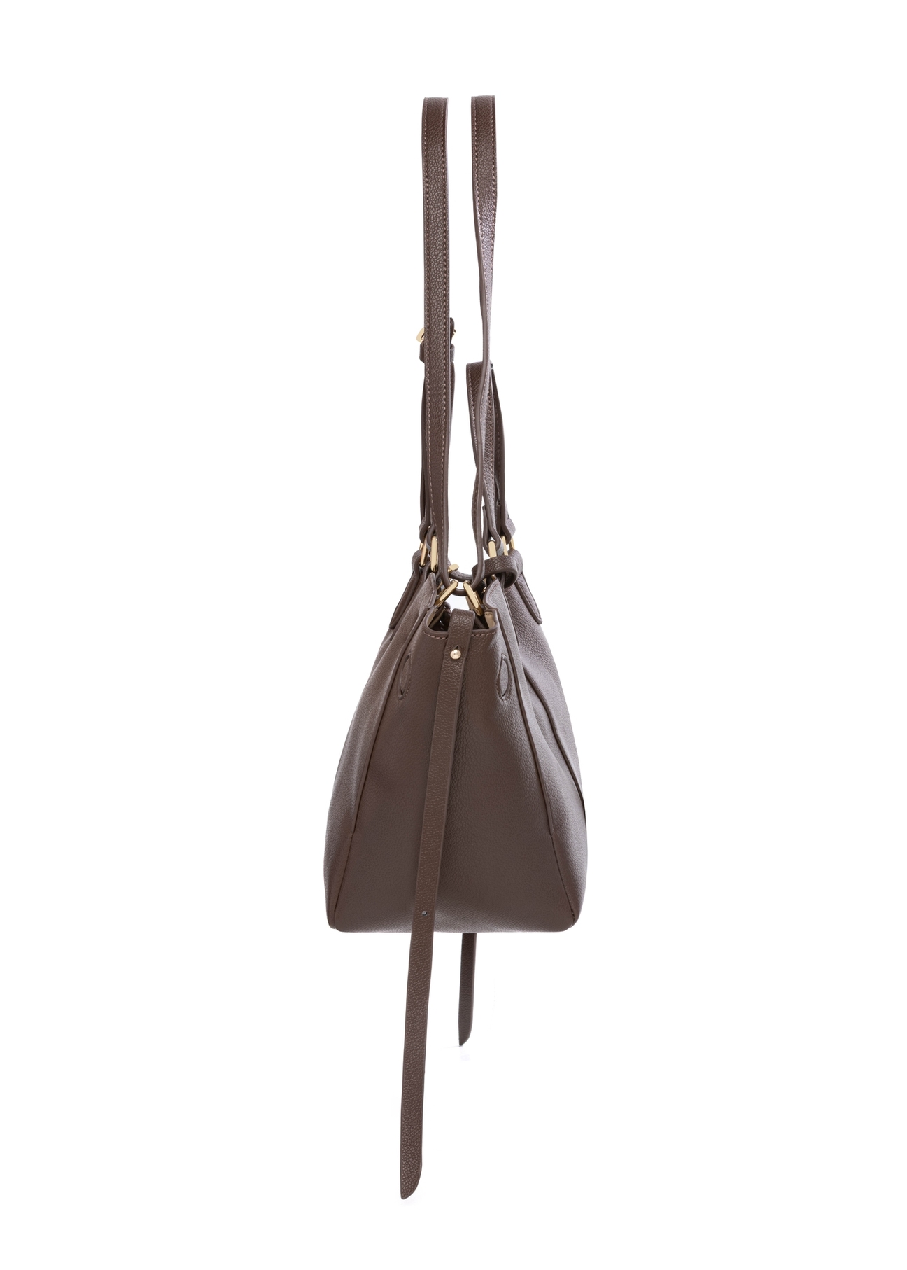 Brown women's shoulder bag TOREC-1231-1H(Z26), product view from the side on a white background.