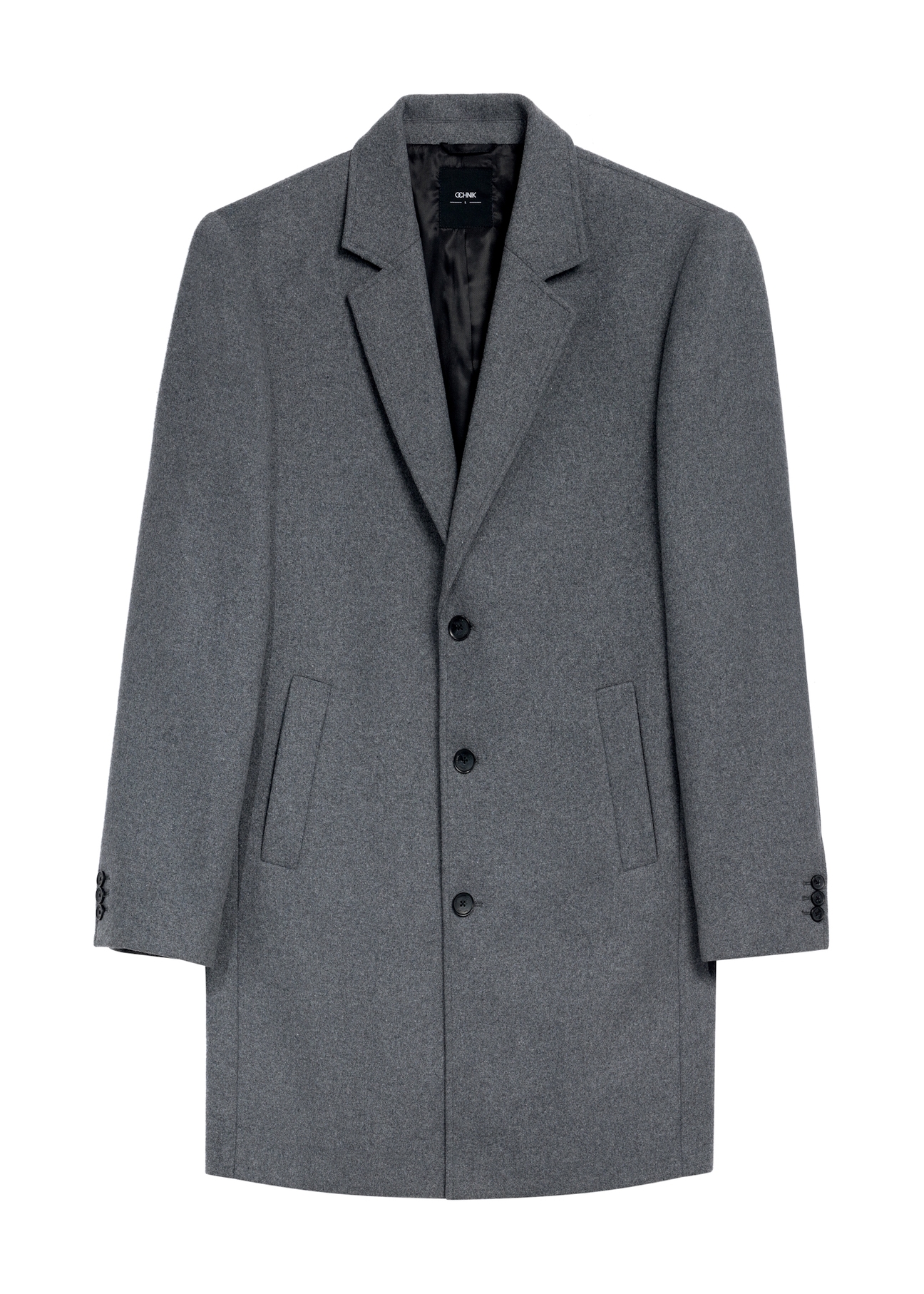 Gray men's coat PLAMT-0006-91(Z25), product visible from the front on a white background.