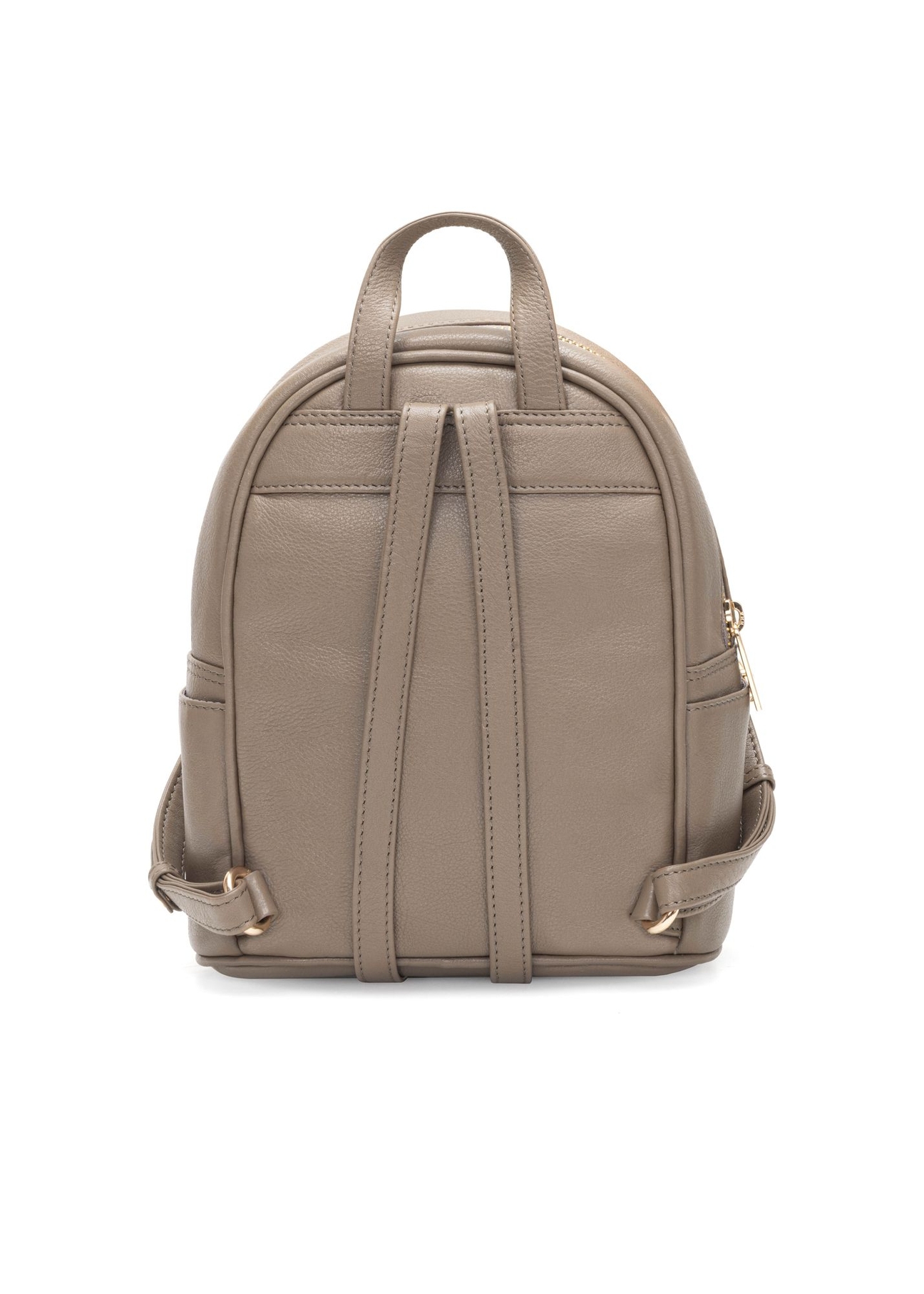 Dark beige leather women's backpack TORES-1089A-1K(W26) - product view from the back, on a white background.