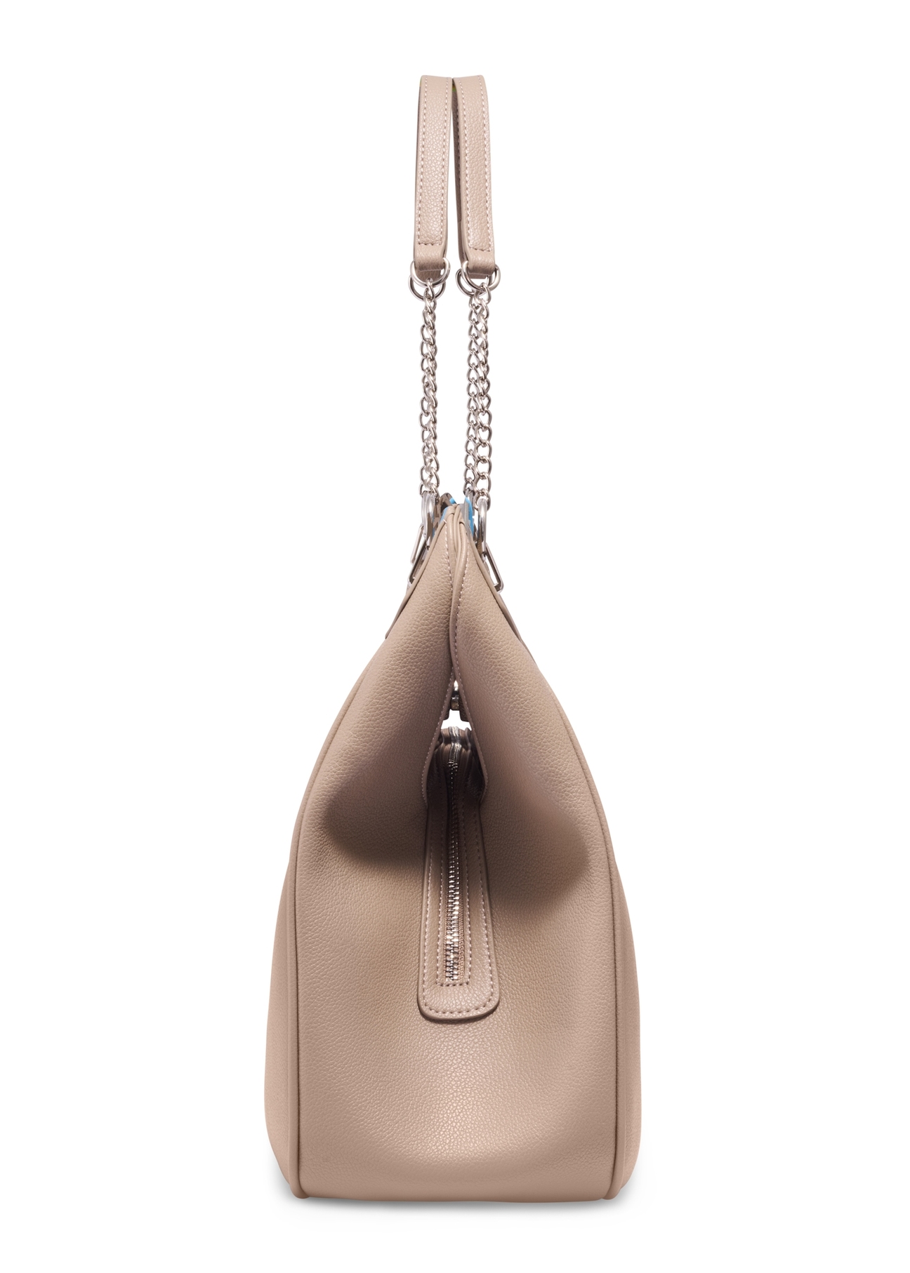 Women's shopper bag in cool beige color TOREC-1283-1K(Z26) - side view of the product, on a white background.