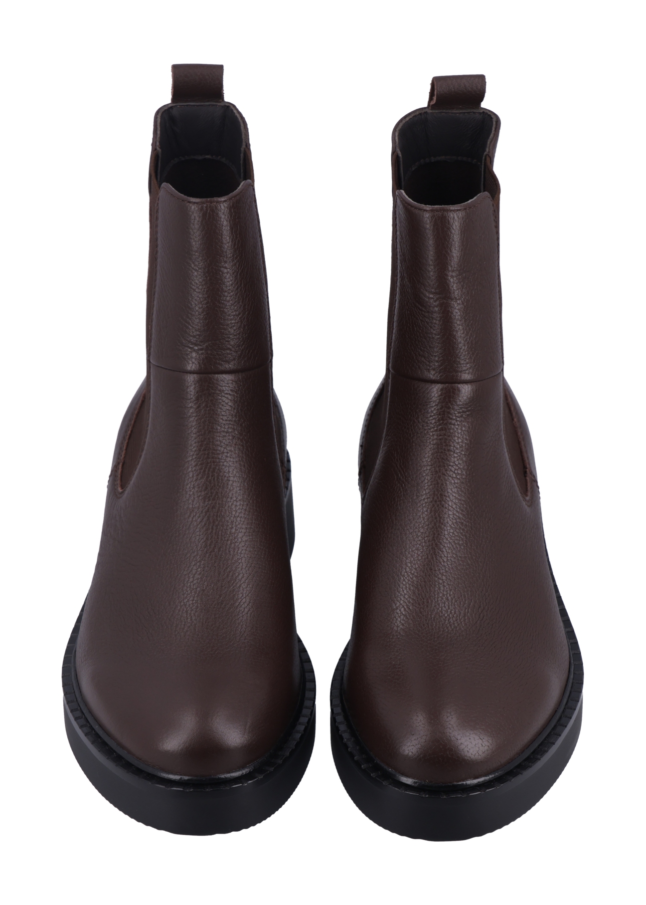 Dark brown leather men's Chelsea boots BUTYM-0462-1I(Z26), front product view on white background.