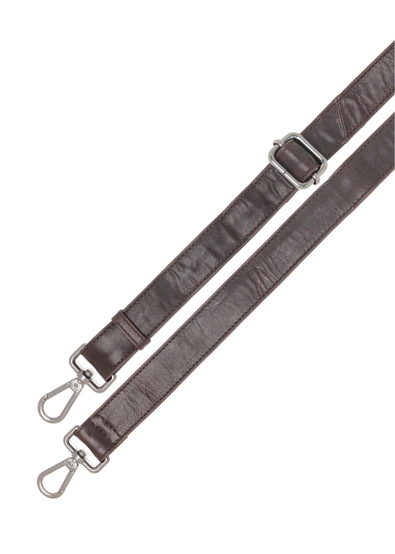 Brown men's leather waist bag TORMS-0462-89(Z25), close-up of the product's detachable strap, view on a white background.