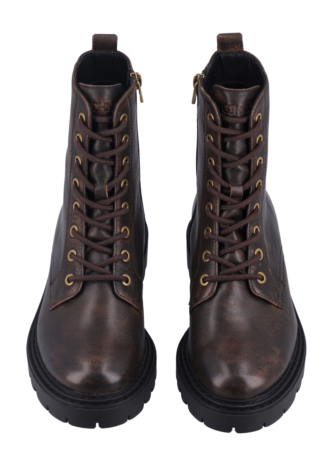 Brown women's ankle boots BUTYD-1192-1H(Z26), front product view on white background.