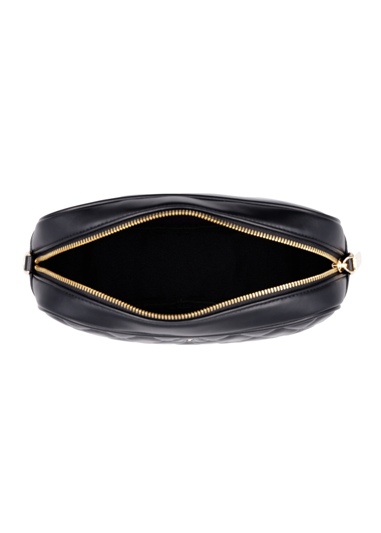 Black quilted women's handbag TOREC-1313-99(Z26), product view inside on white background.