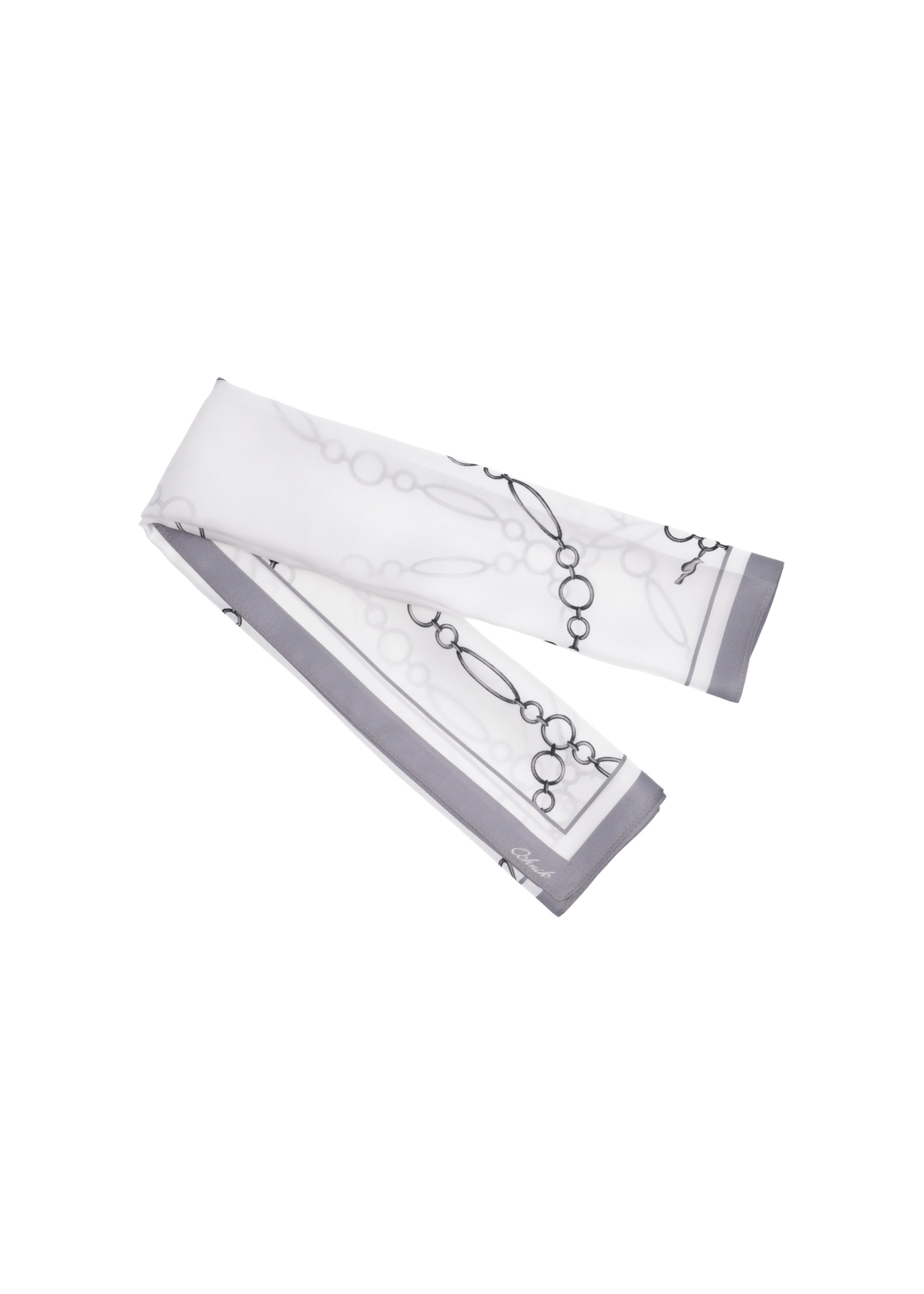 Women's scarf with chain motif SZADT-0229-0P(Z26) - product view from above, on a white background.