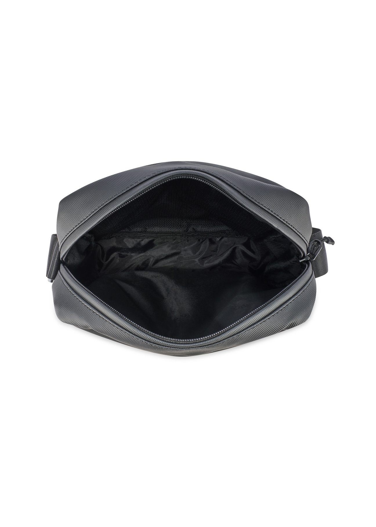 Black men's crossbody bag TORMN-0395-9J(W26) - product view from above, on a white background.