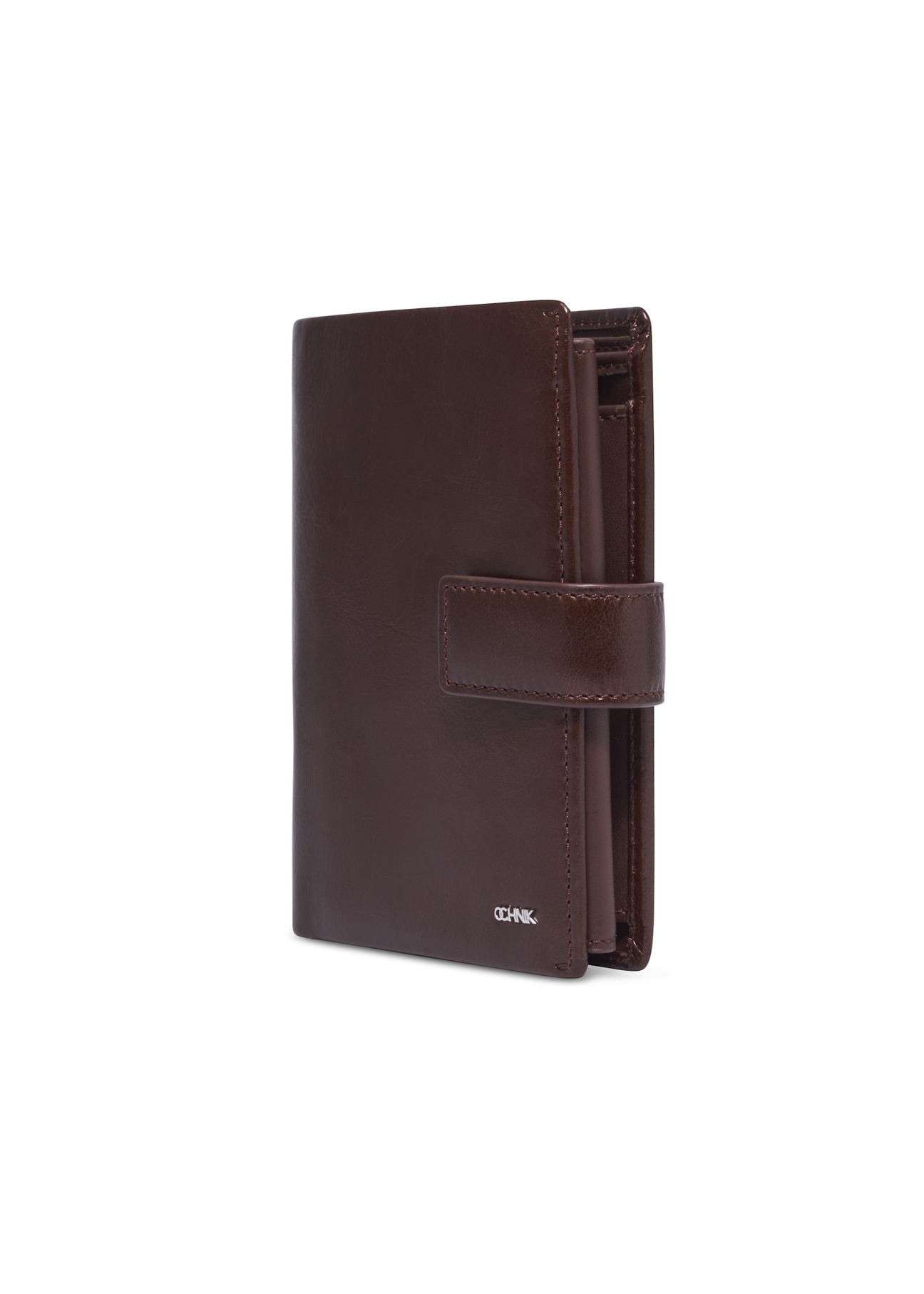 Brown men's wallet made of genuine leather PORMS-0739-1G(Z26), diagonal product view on a white background.