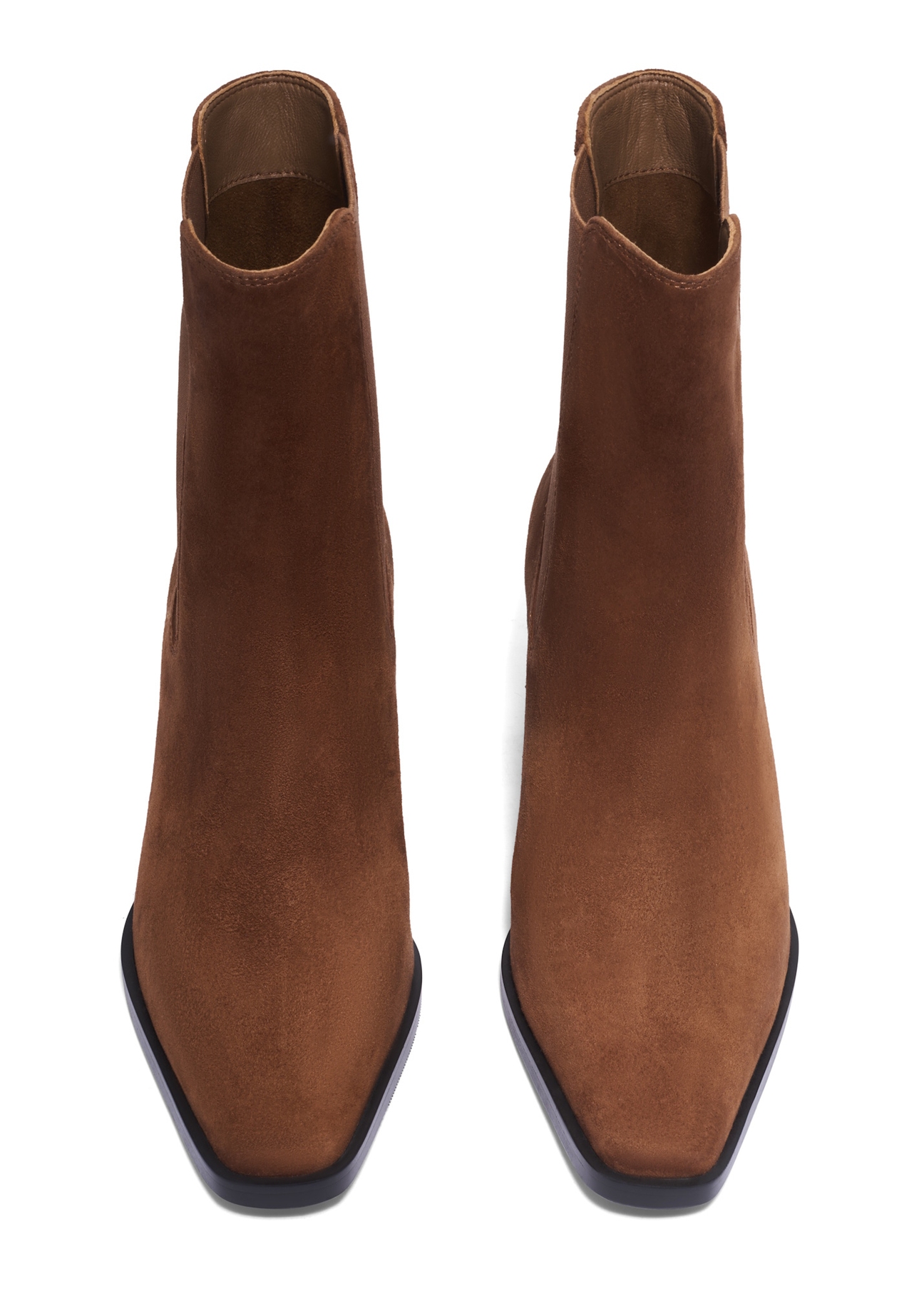 Light brown suede Chelsea boots with a block heel BUTYD-1352-1G(Z26), front product view on a white background.