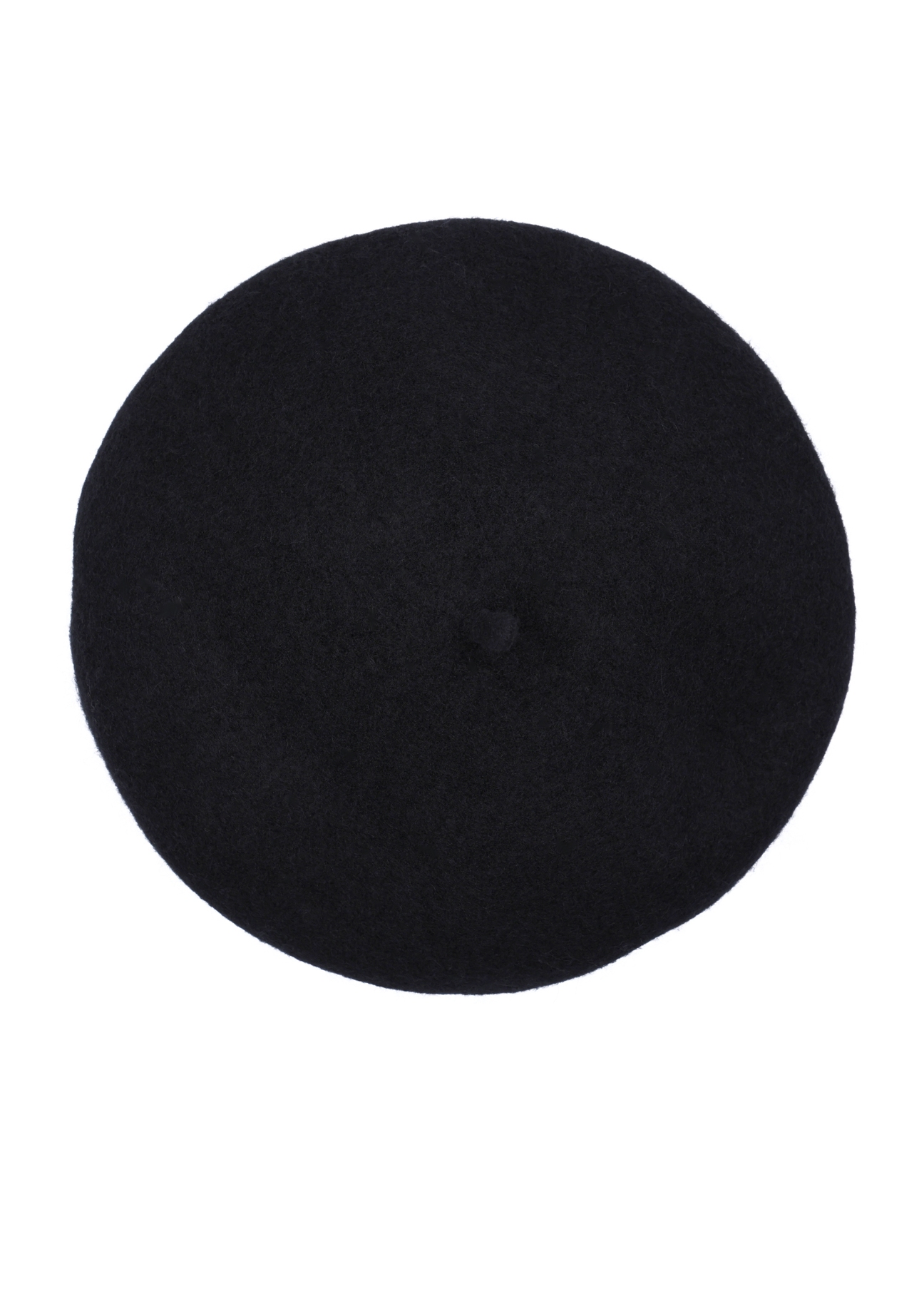 Women's black wool beret CZADT-0234-99(Z26) - product view from above, on a white background.
