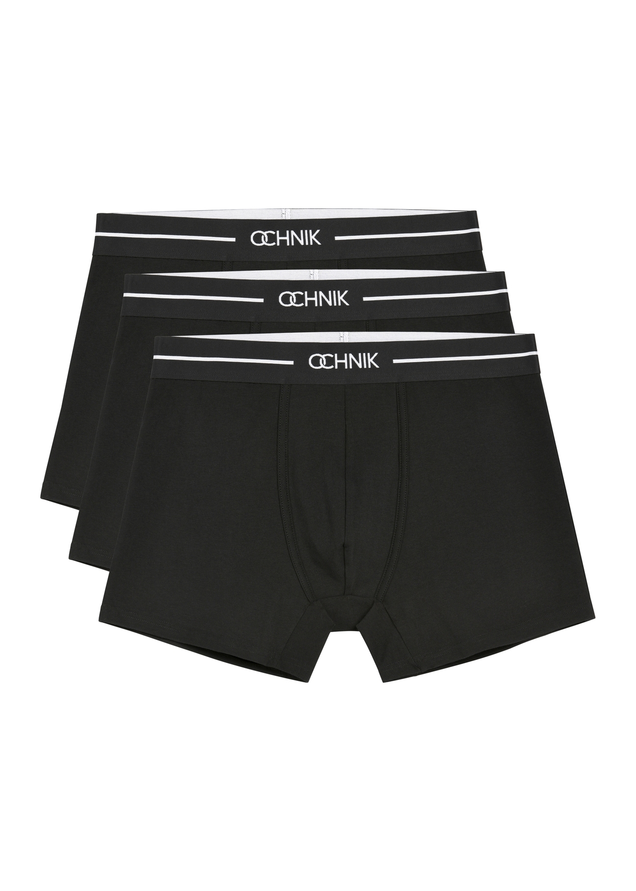 Three-pack of black men's boxer shorts ZESMB-0012-99(W26), front view of the product in the set on a white background.