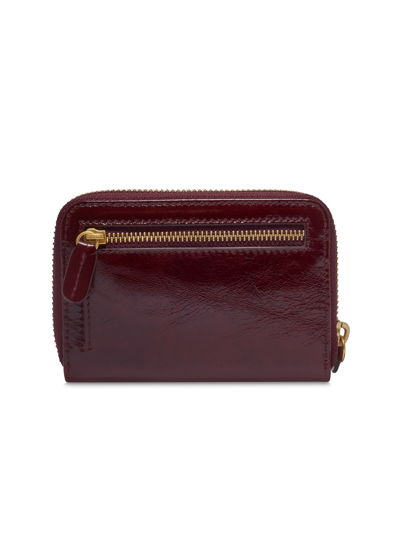 Burgundy small women's wallet PORES-1021-4E(Z26), product view from the back on a light background.