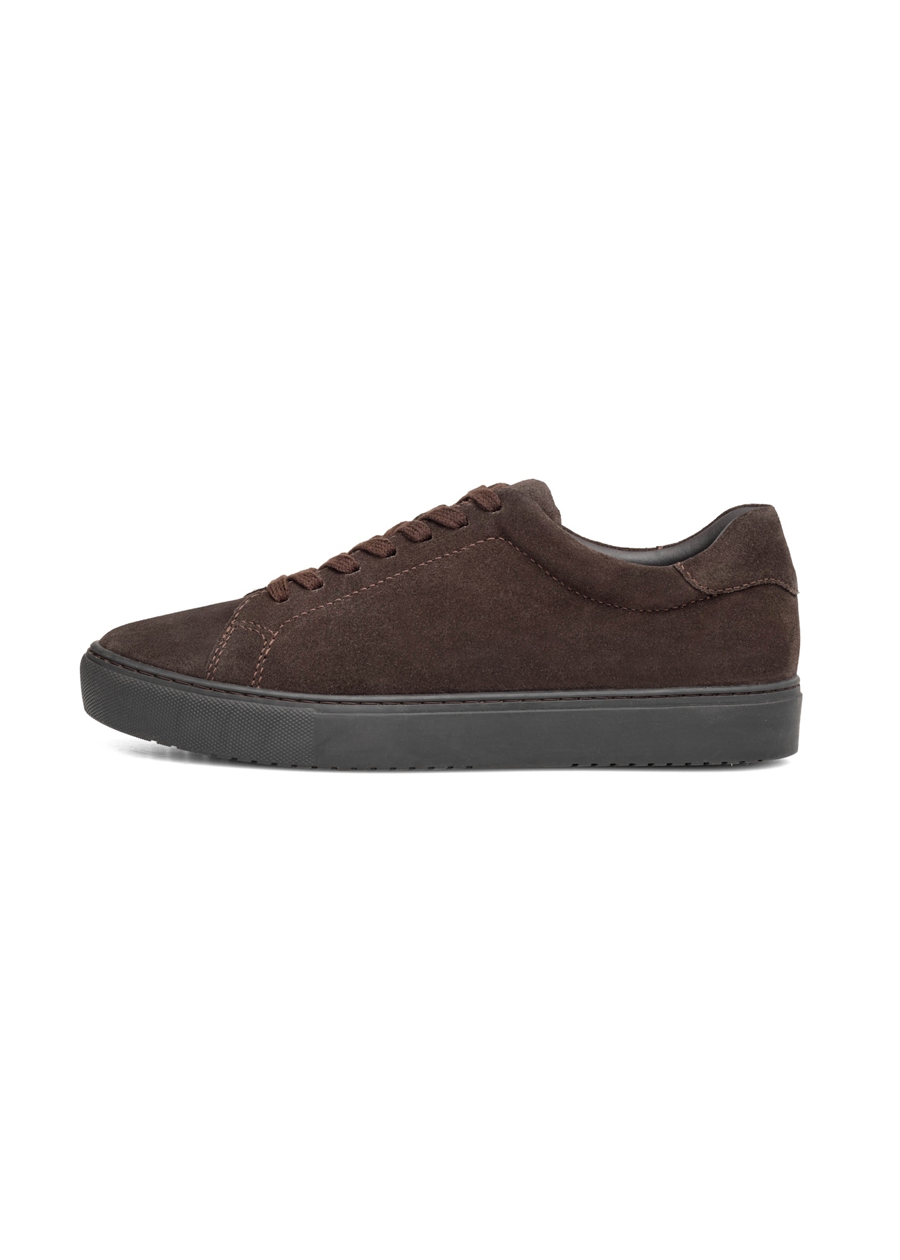 Dark brown leather sports shoes BUTYM-0503A-1I(W26), side product view on white background.