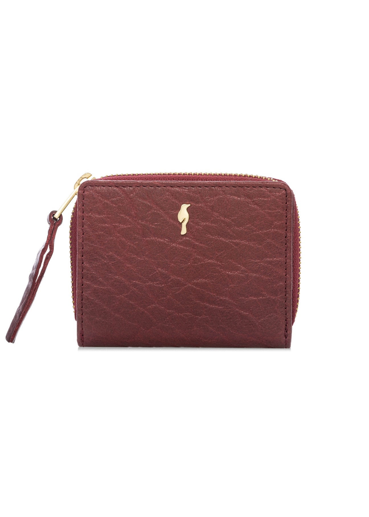 Small red leather women's wallet PORES-0815-4C(W26), front product view on white background.