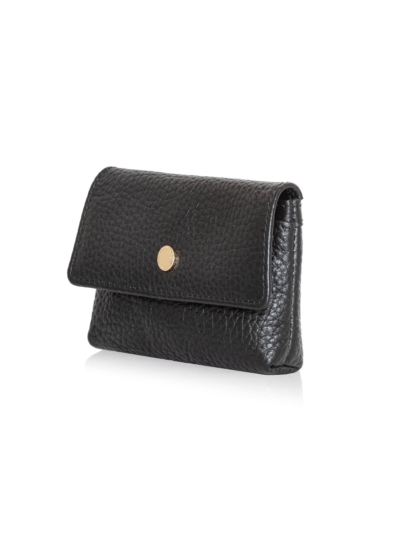 Black small women's leather wallet PORES-0895G-99(Z25), diagonal product view on white background.