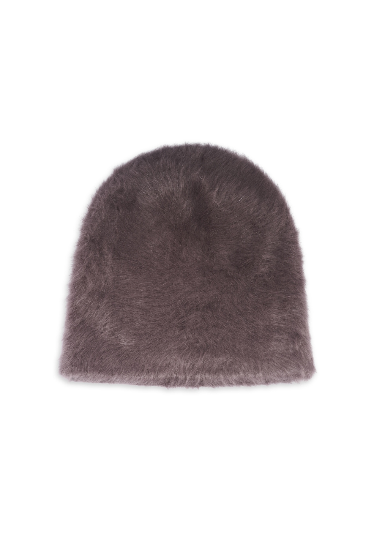Dark brown women's hat with rabbit fur CZADT-0023A-1I(Z26), back view of the product on a white background.