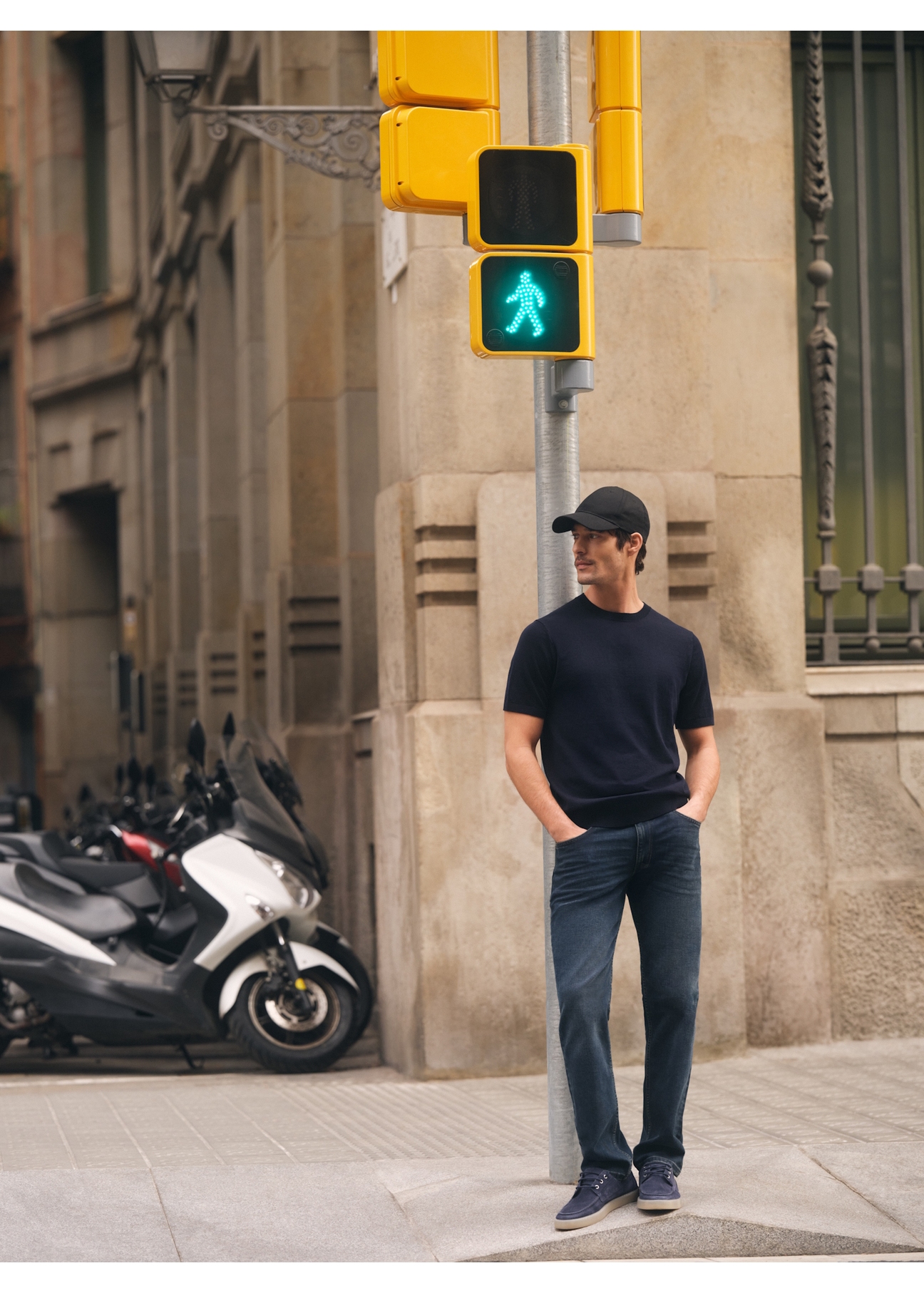 Navy blue men's silk T-shirt TSHMT-0138-7E(W26)