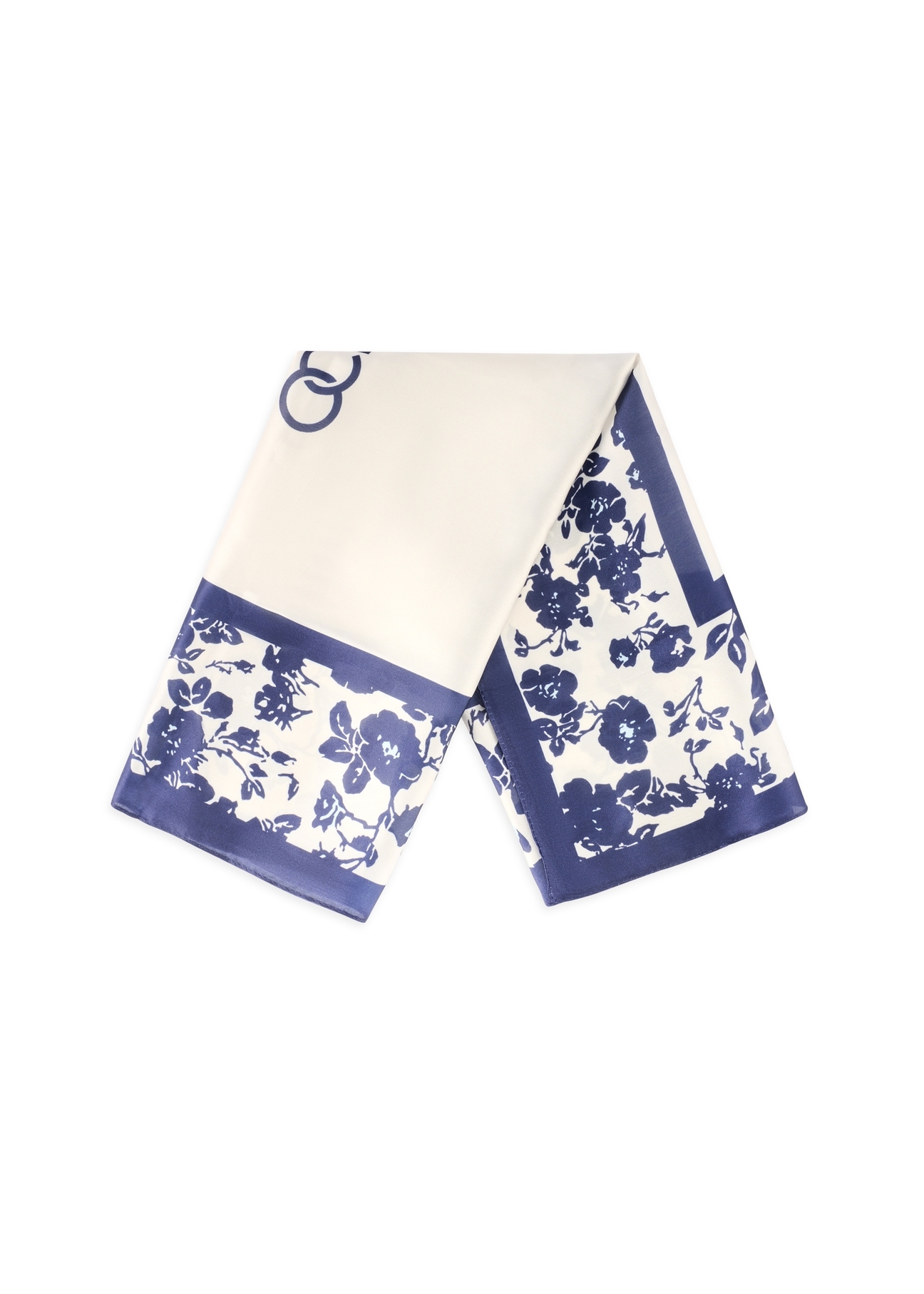 Blue floral women's scarf SZADT-0190-7P(W26), front view of the folded product on a white background.