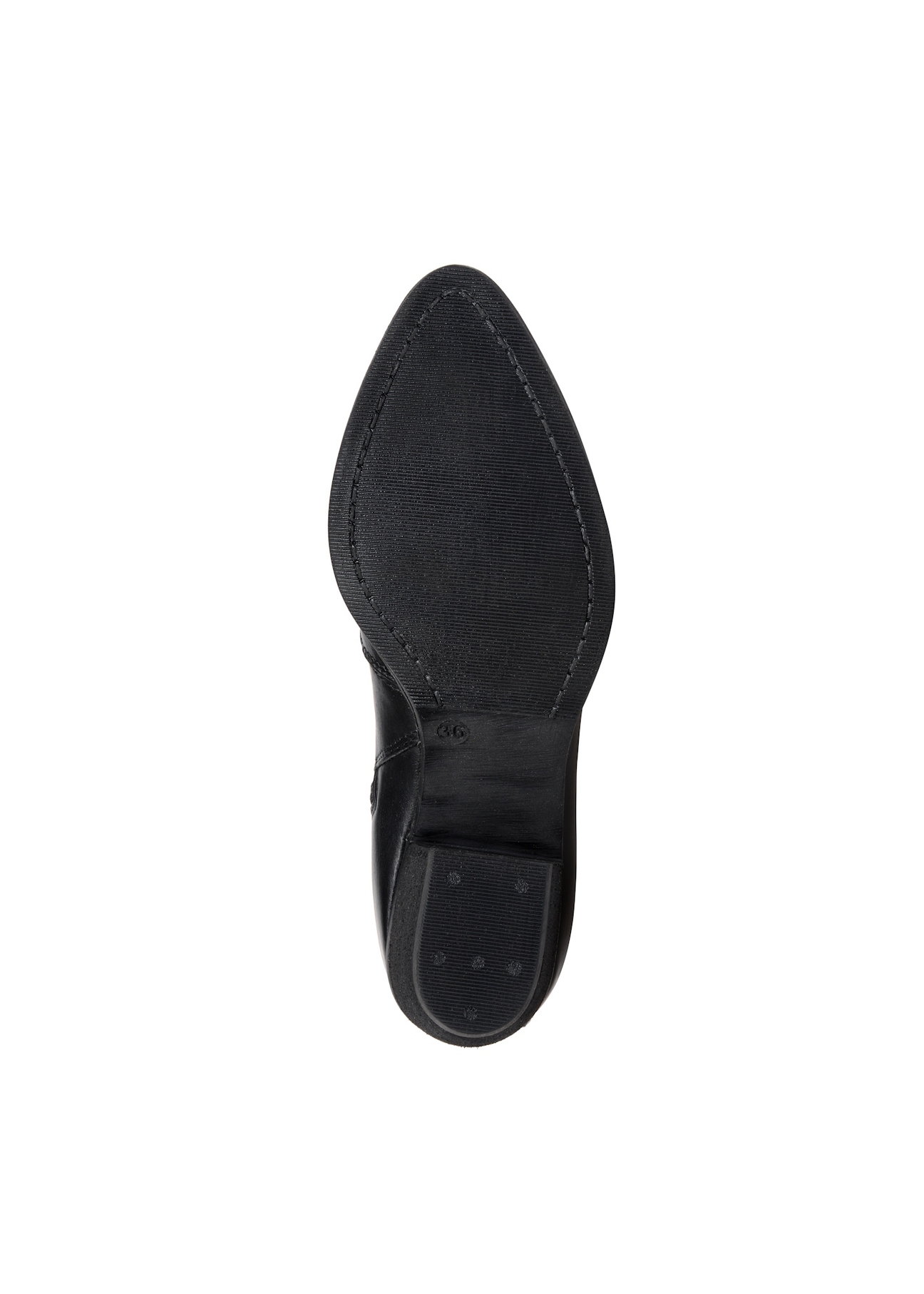 Women's leather ankle boots with heels BUTYD-1005A-99(Z25), view of the sole of the product on a white background.