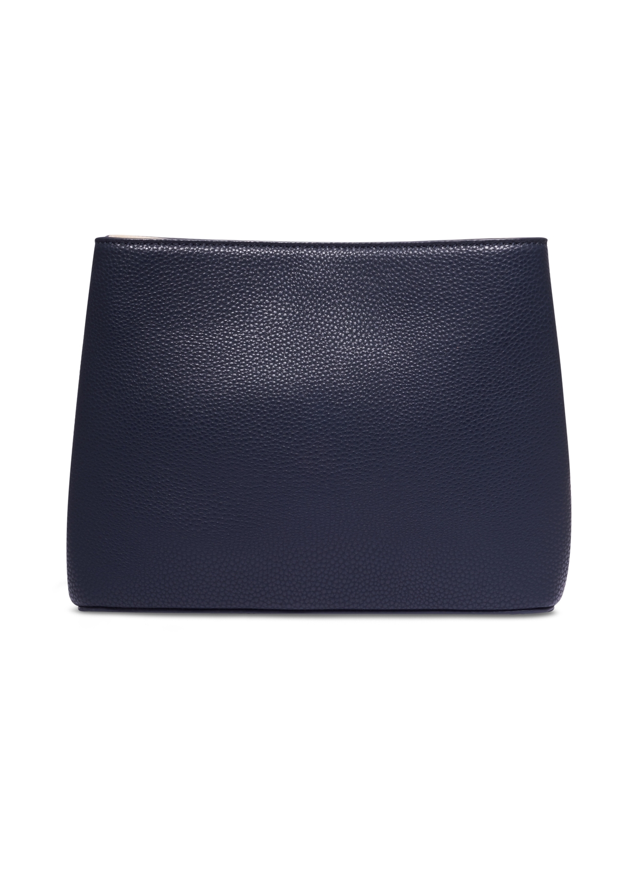 Dark navy blue women's handbag made of imitation leather TOREC-1261-7E(Z26), product view from the back on a white background.
