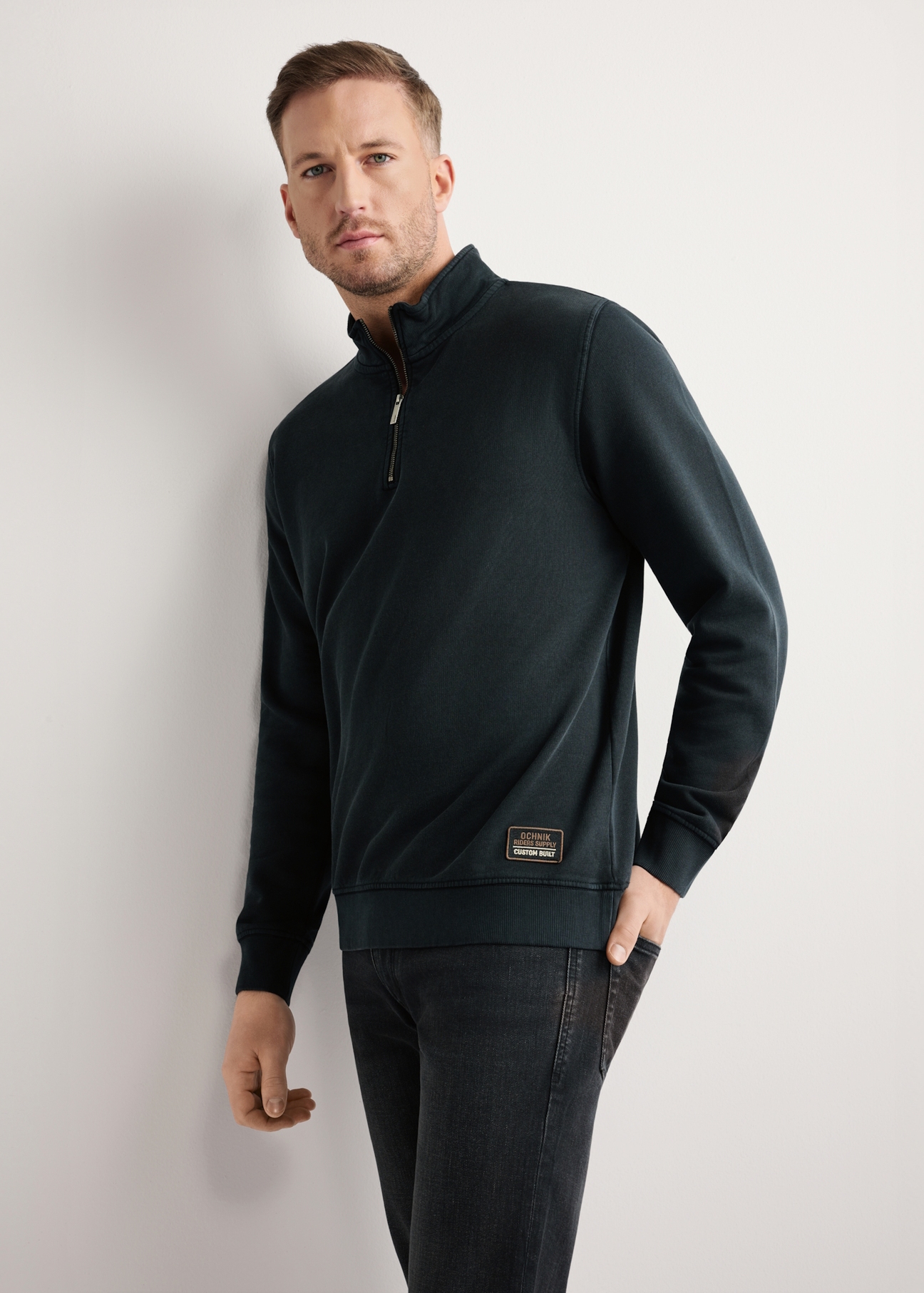 Men's black cotton sweatshirt BLZMT-0077-99(W26)