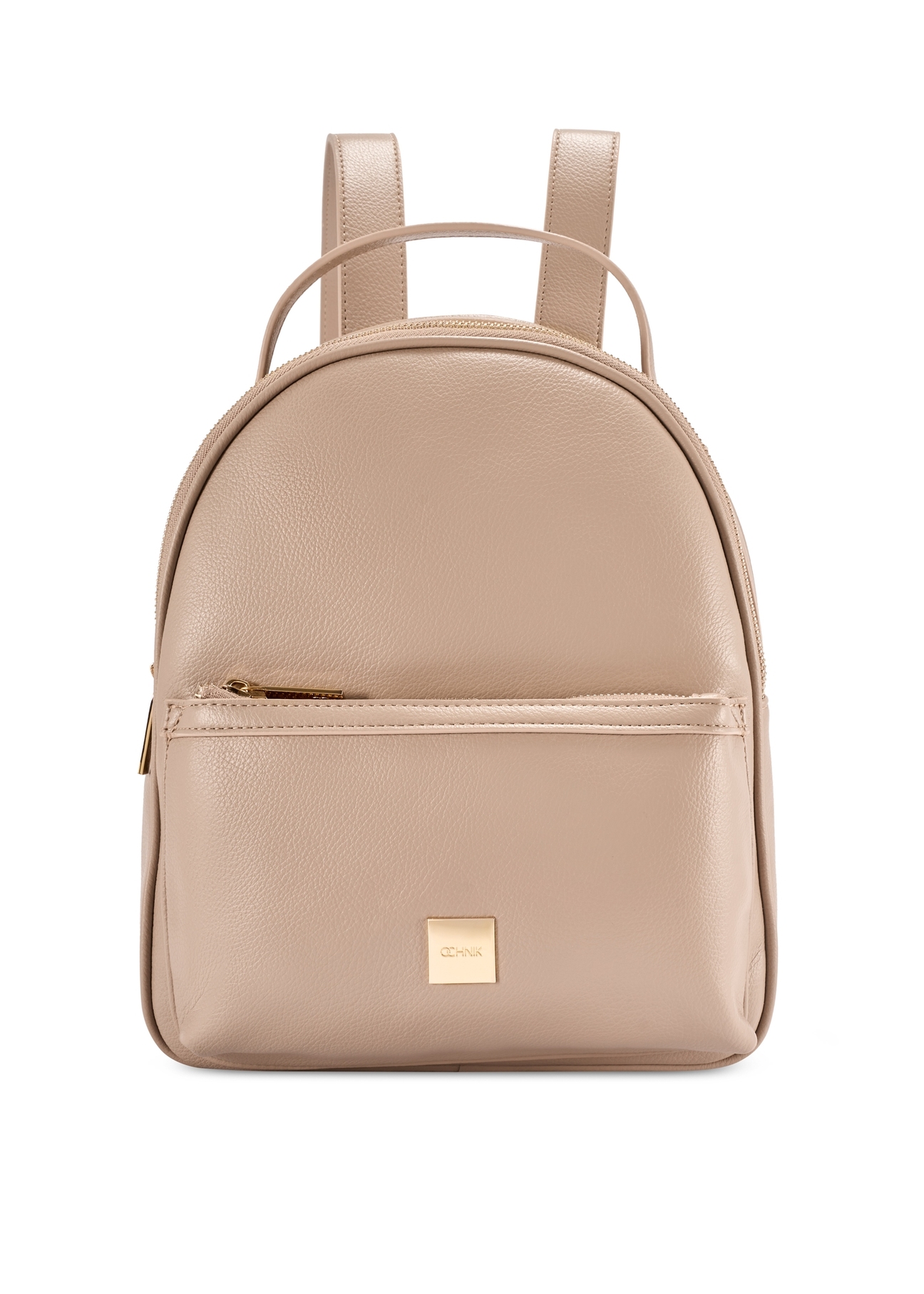 Beige women's medium backpack TOREC-0920-1D(W26), product view from the front on a white background.