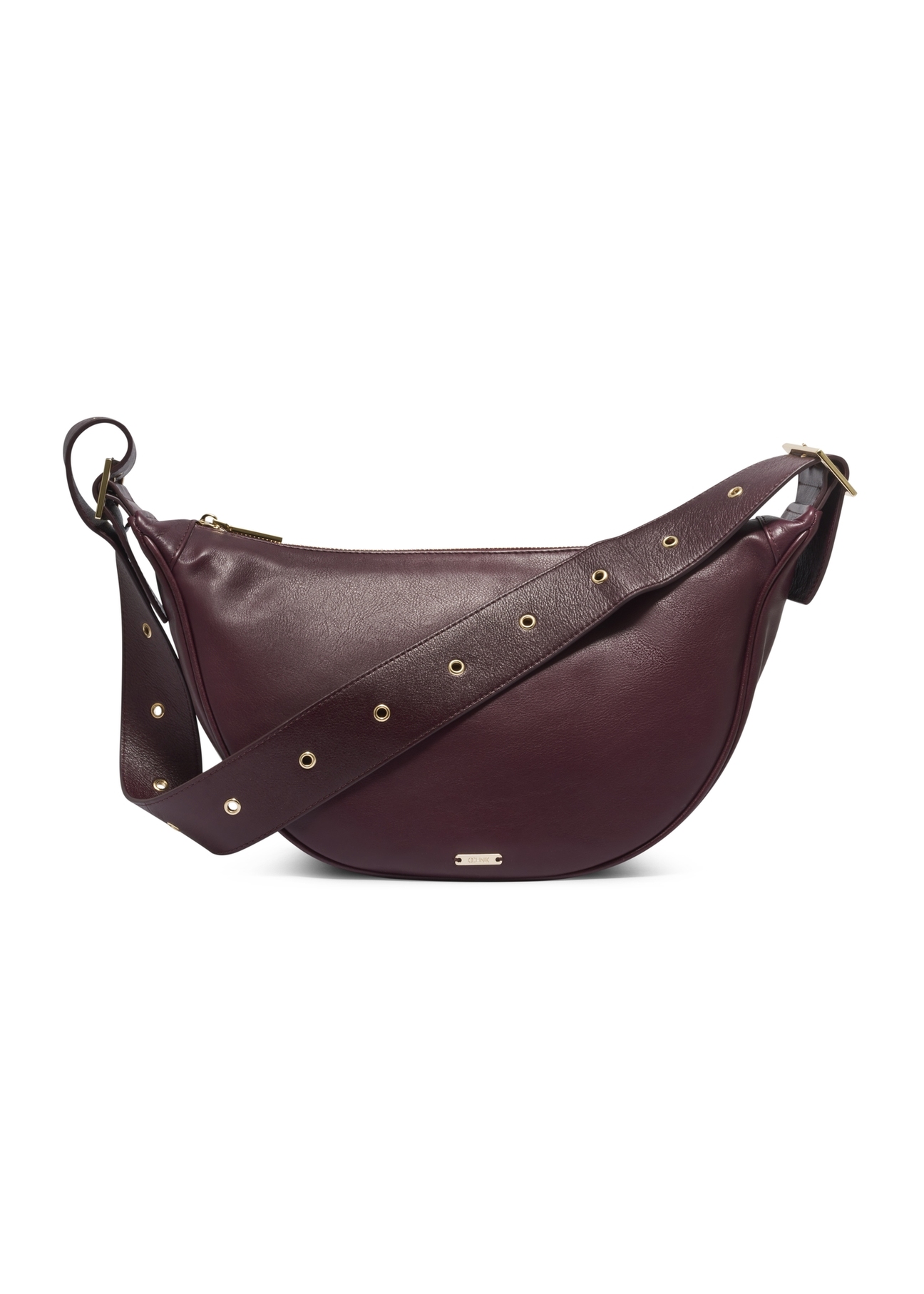 Burgundy semi-circular women's handbag TORES-1350-4D(Z26). Front view on white background.