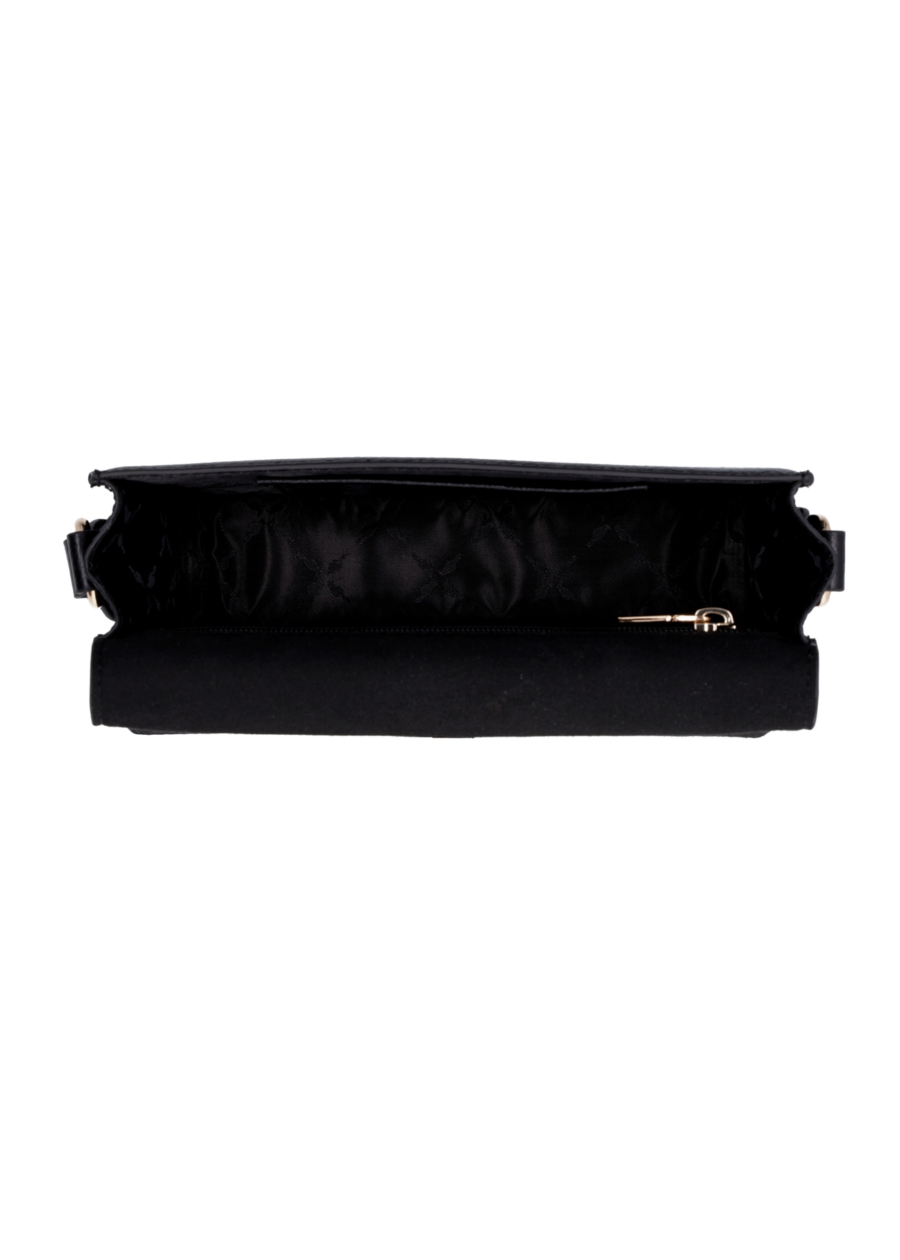 Black leather elegant women's handbag TORES-1356-9I(Z26), product view inside on a light background.