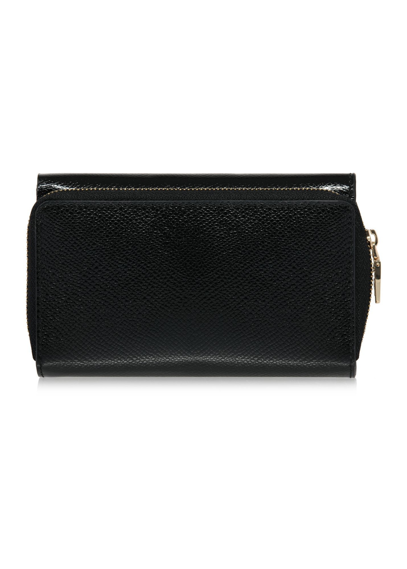 Black large women's leather wallet PORES-0930A-99(Z25) - product view from the back on a white background.