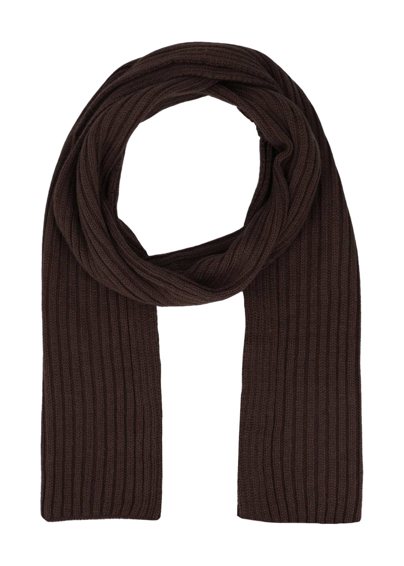 Brown men's winter scarf SZAMT-0016-1I(Z26), front product view on white background.